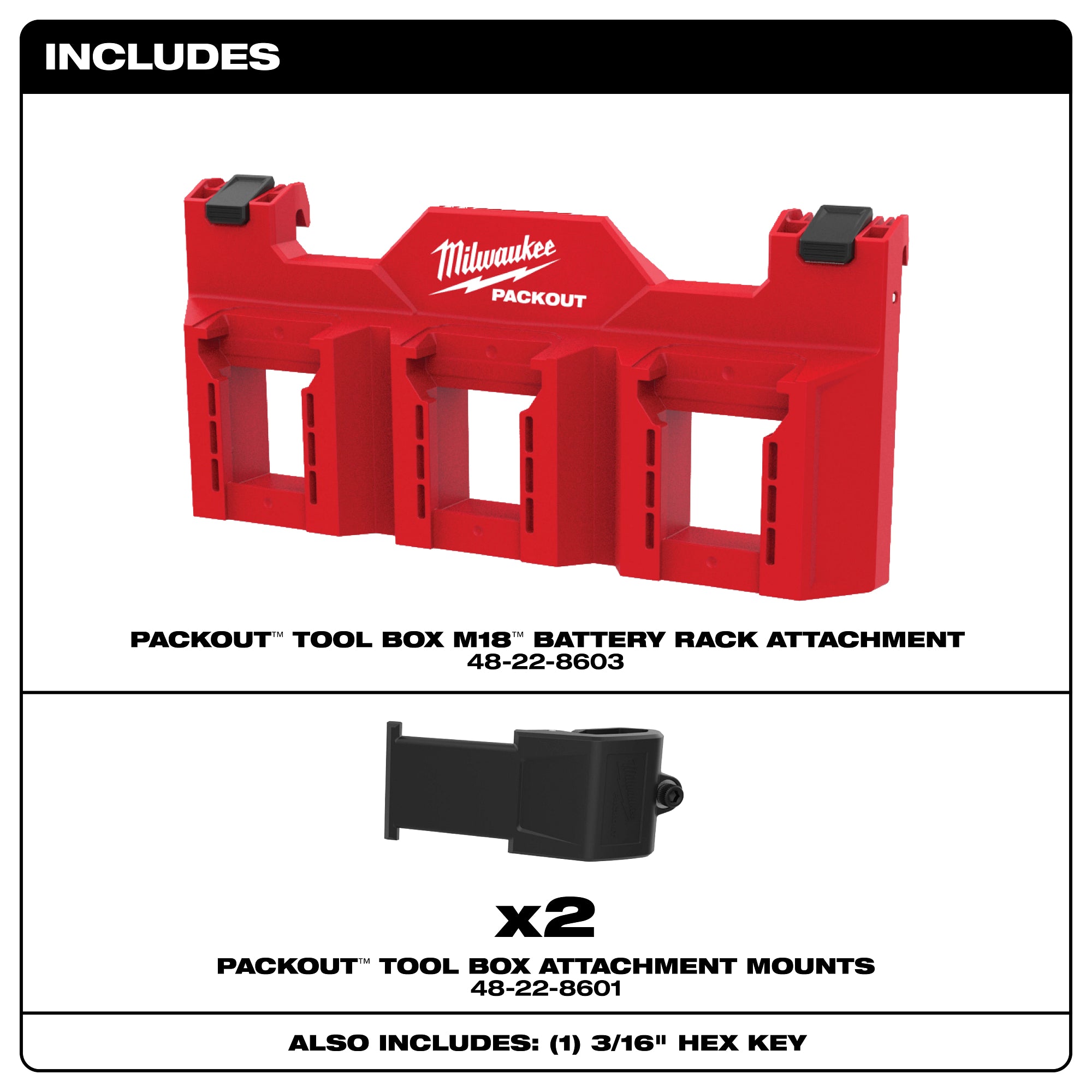 Milwaukee 48-22-8603 Packout Tool Box M18 Battery Attachment