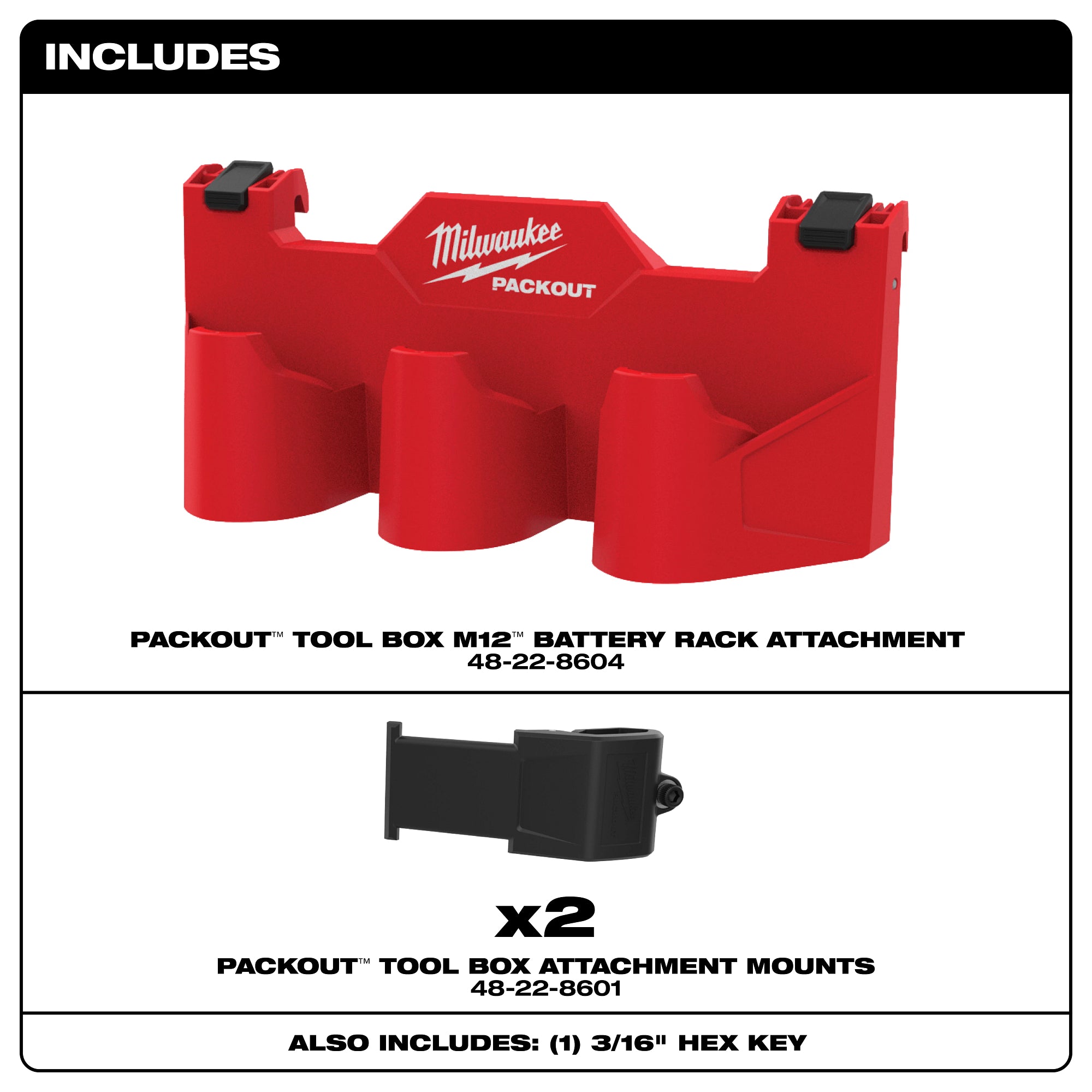 Milwaukee 48-22-8604 Packout Tool Box M12 Battery Attachment
