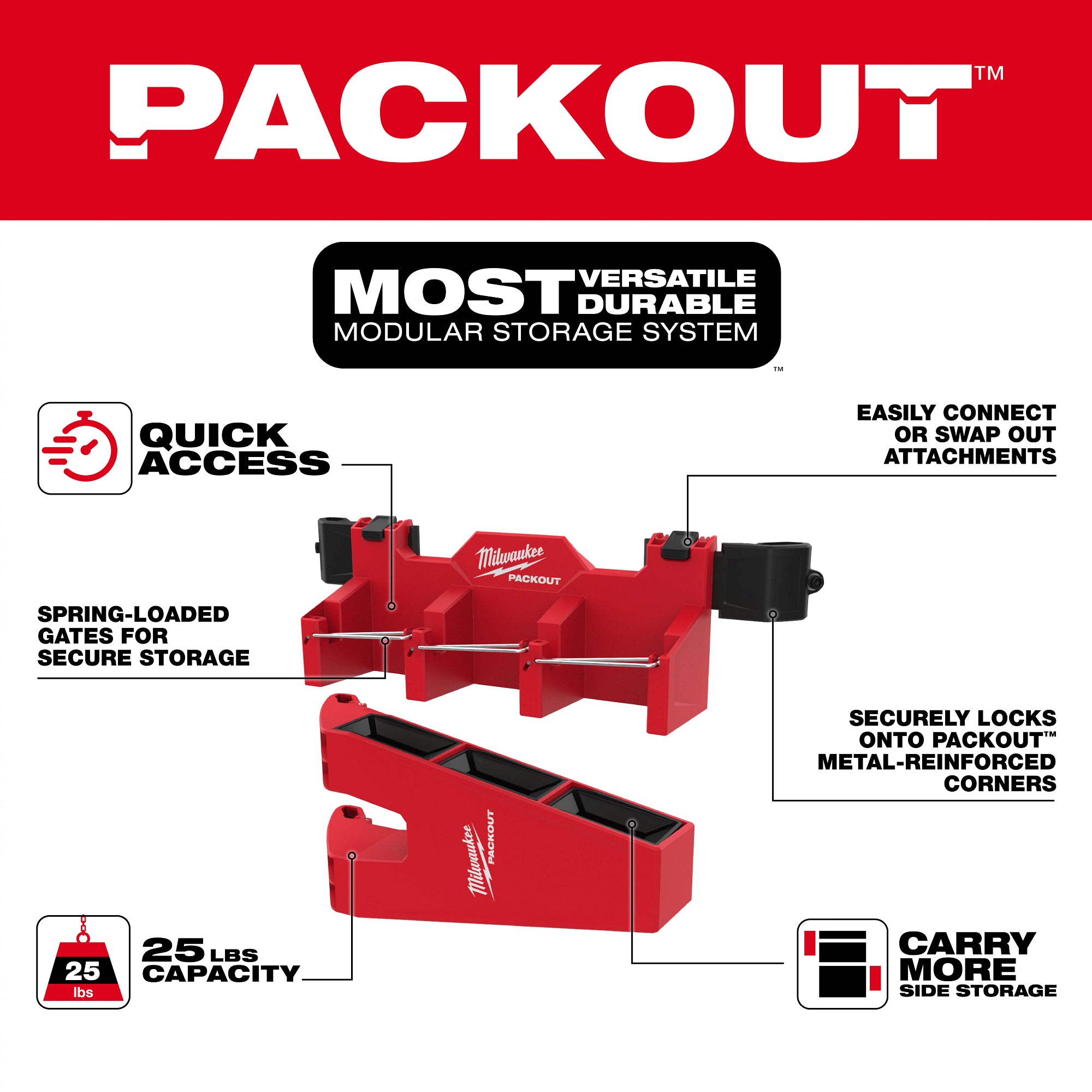 Milwaukee 48-22-8607 Packout Tool Box Long Tool Holder Attachment