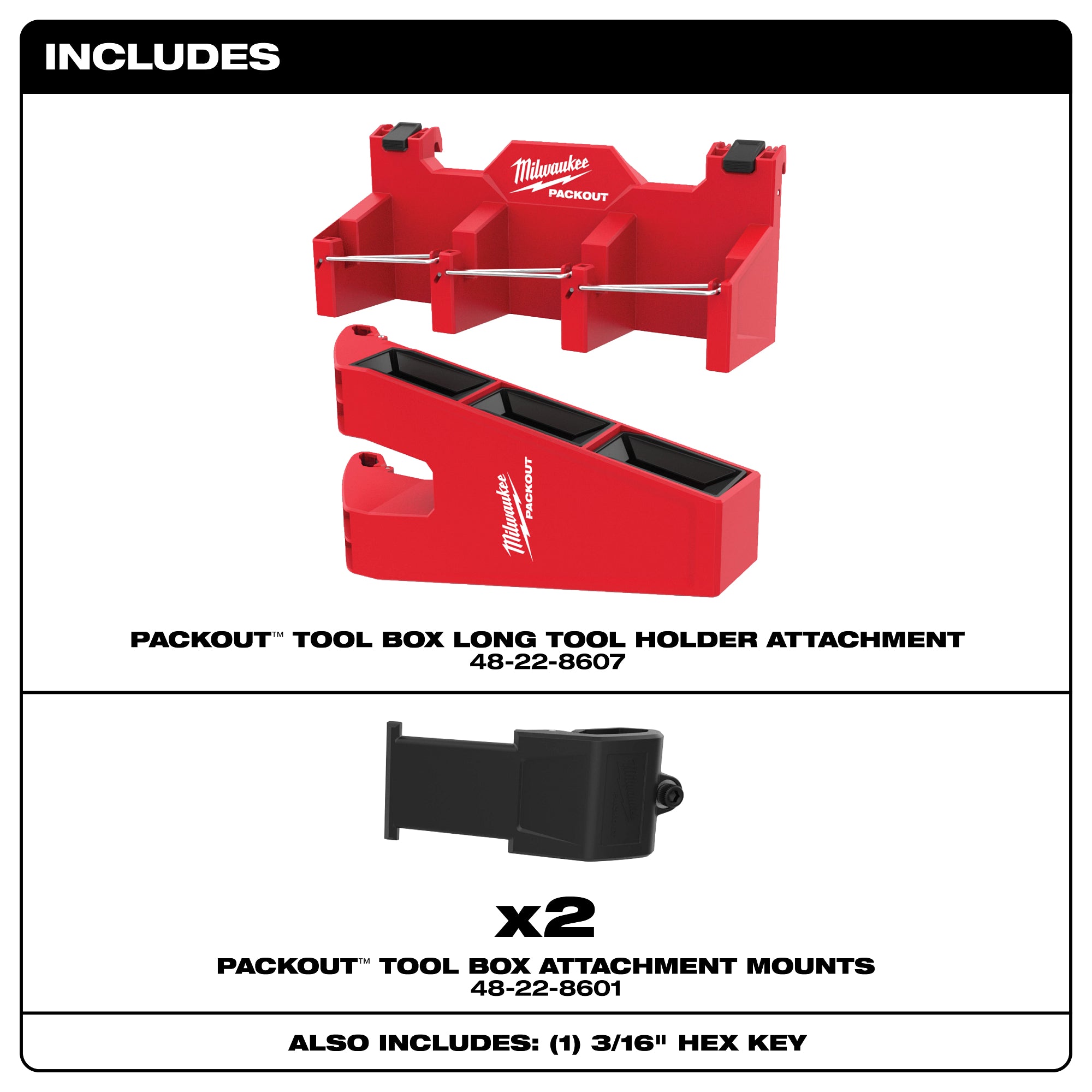 Milwaukee 48-22-8607 Packout Tool Box Long Tool Holder Attachment