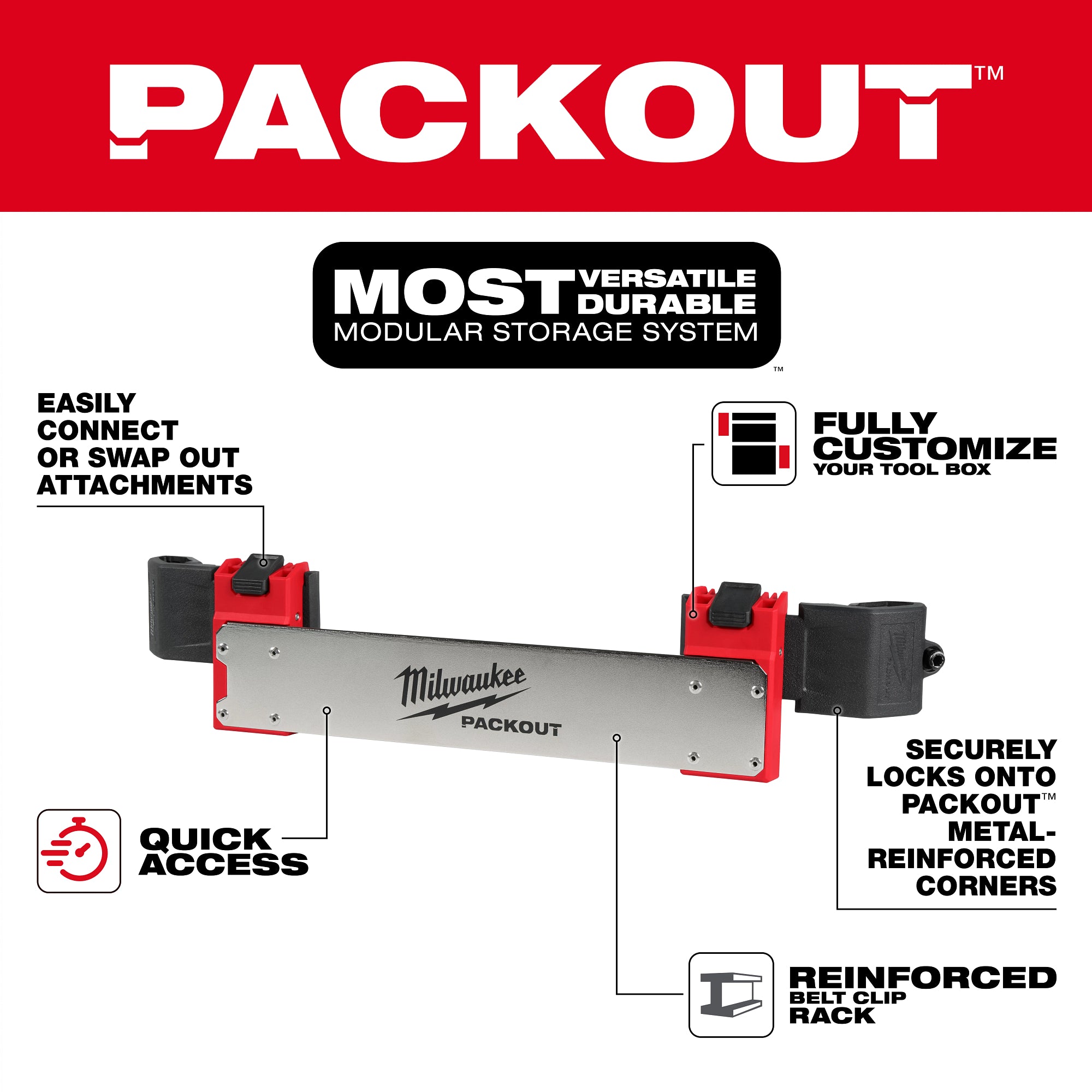 Milwaukee 48-22-8609 Packout Tool Box Belt Clip Rack Attachment