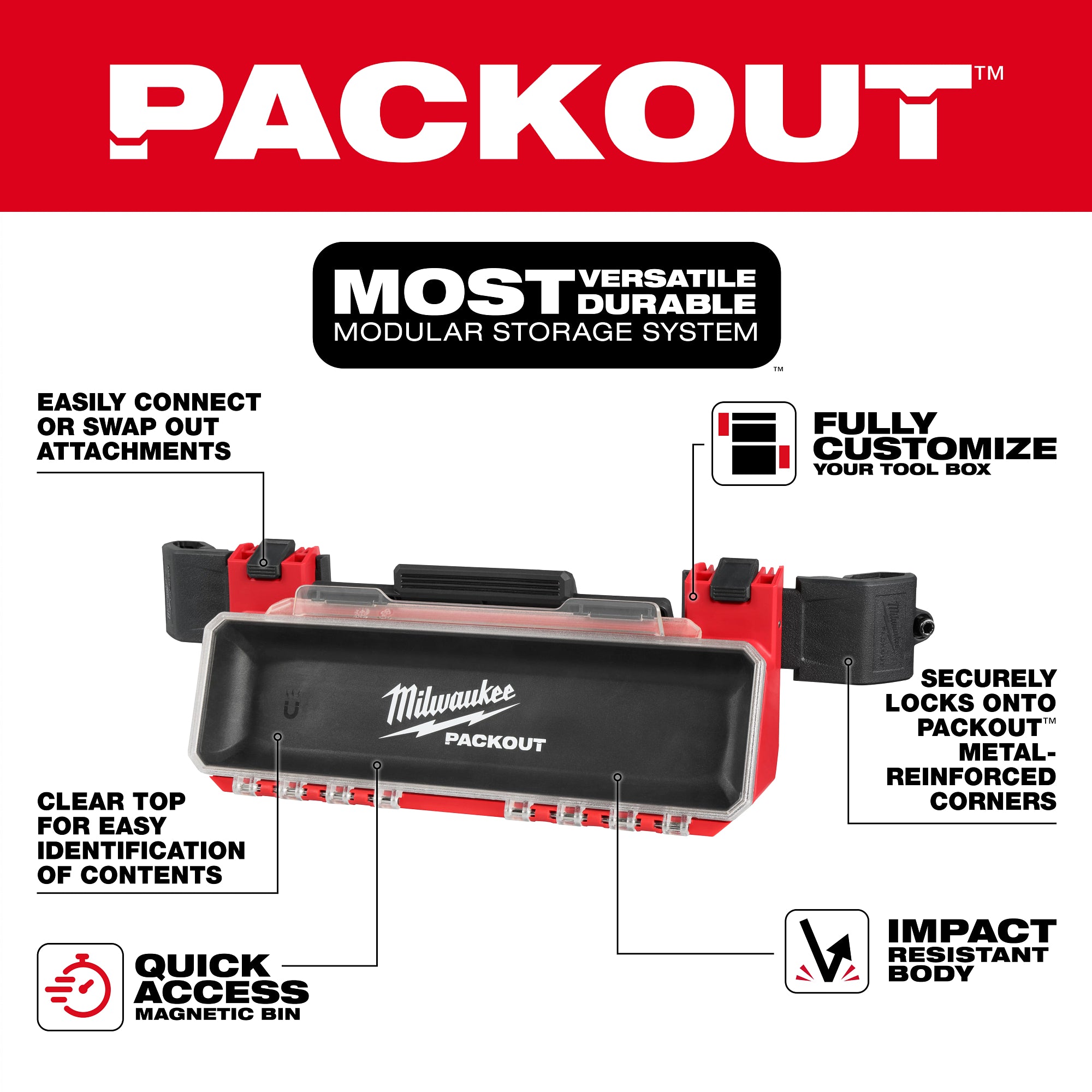 Milwaukee 48-22-8611 Packout Tool Box Magnetic Bin Attachment
