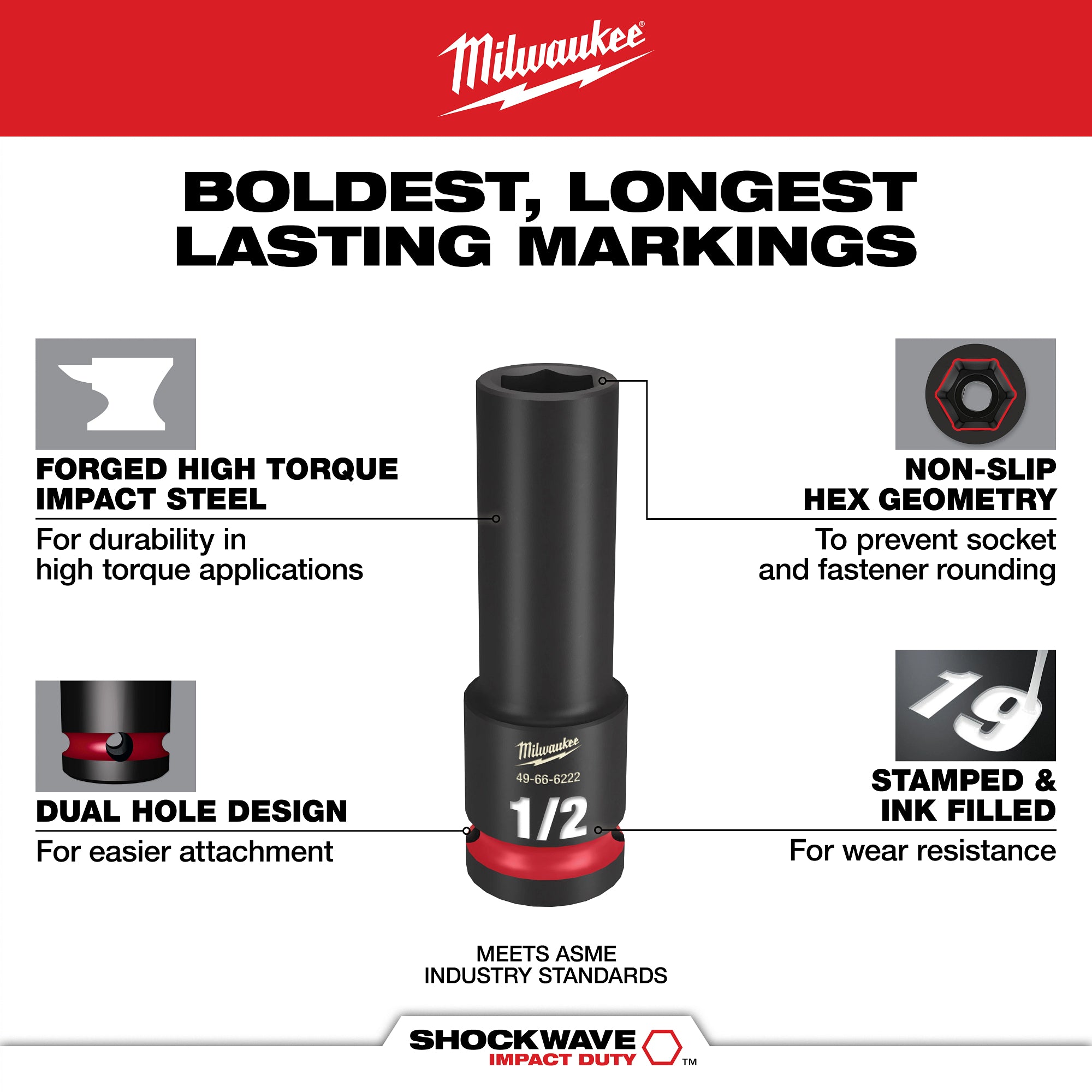 Milwaukee Promo 49-66-6800 Packout Deep Impact Socket Sae 3/8 in.Dr, 17Pc Set
