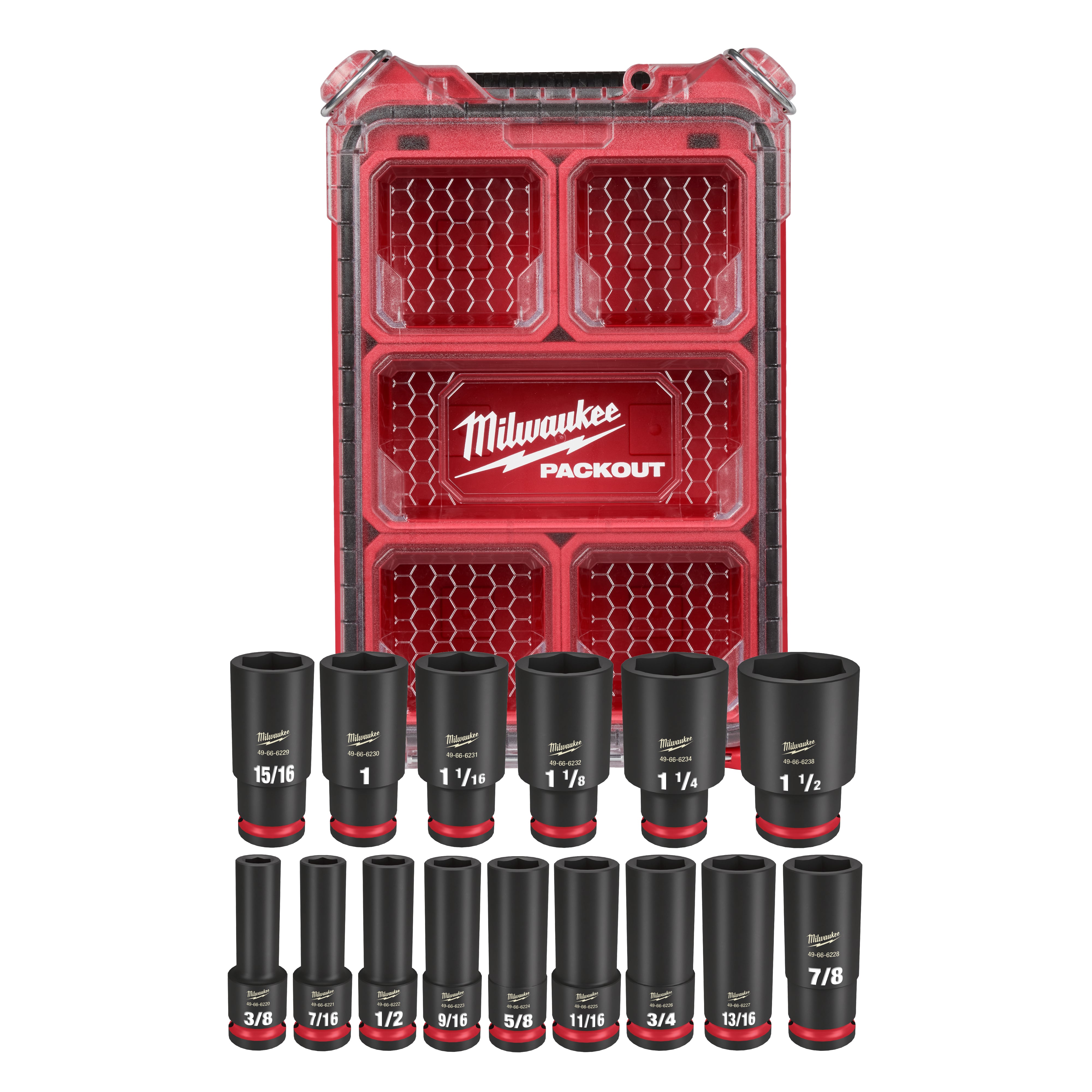 Milwaukee Promo 49-66-6802 Packout Deep Impact Socket Sae 1/2 in. Dr, 16Pc Set