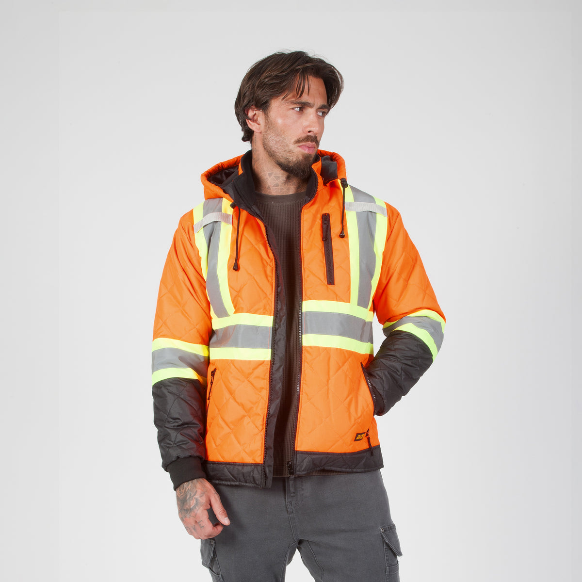 DuraDrive Men's Hi-Vis Insulated Freezer Jacket with Detachable Hood