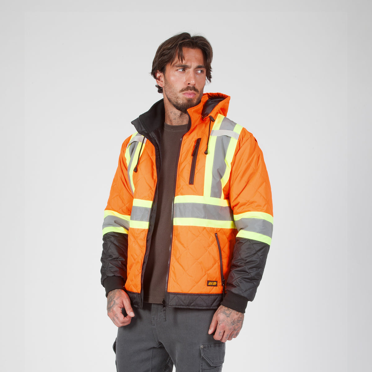 DuraDrive Men's Hi-Vis Insulated Freezer Jacket with Detachable Hood
