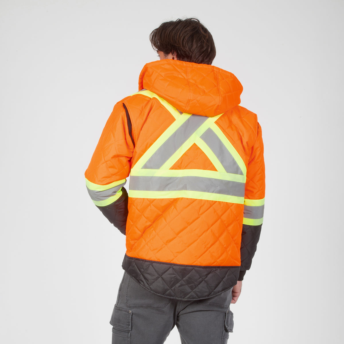 DuraDrive Men's Hi-Vis Insulated Freezer Jacket with Detachable Hood