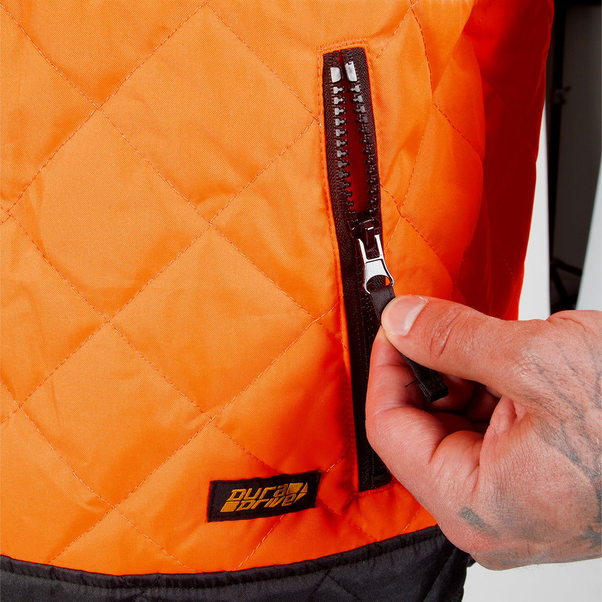DuraDrive Men's Hi-Vis Insulated Freezer Jacket with Detachable Hood