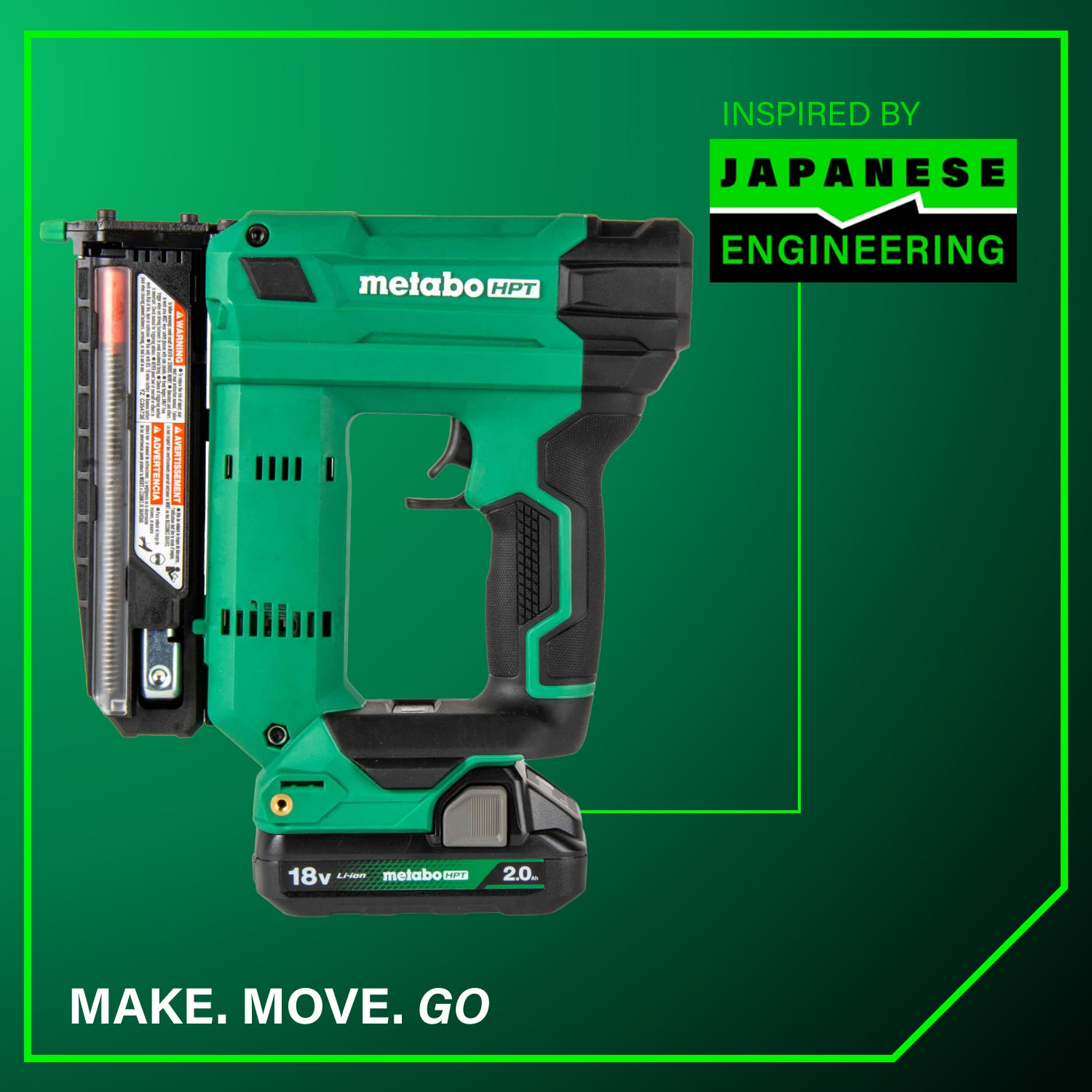 METABO HPT NP1835DAM 18V Pin Nailer Kit, 2.0Ah, 23Ga X 1-3/8