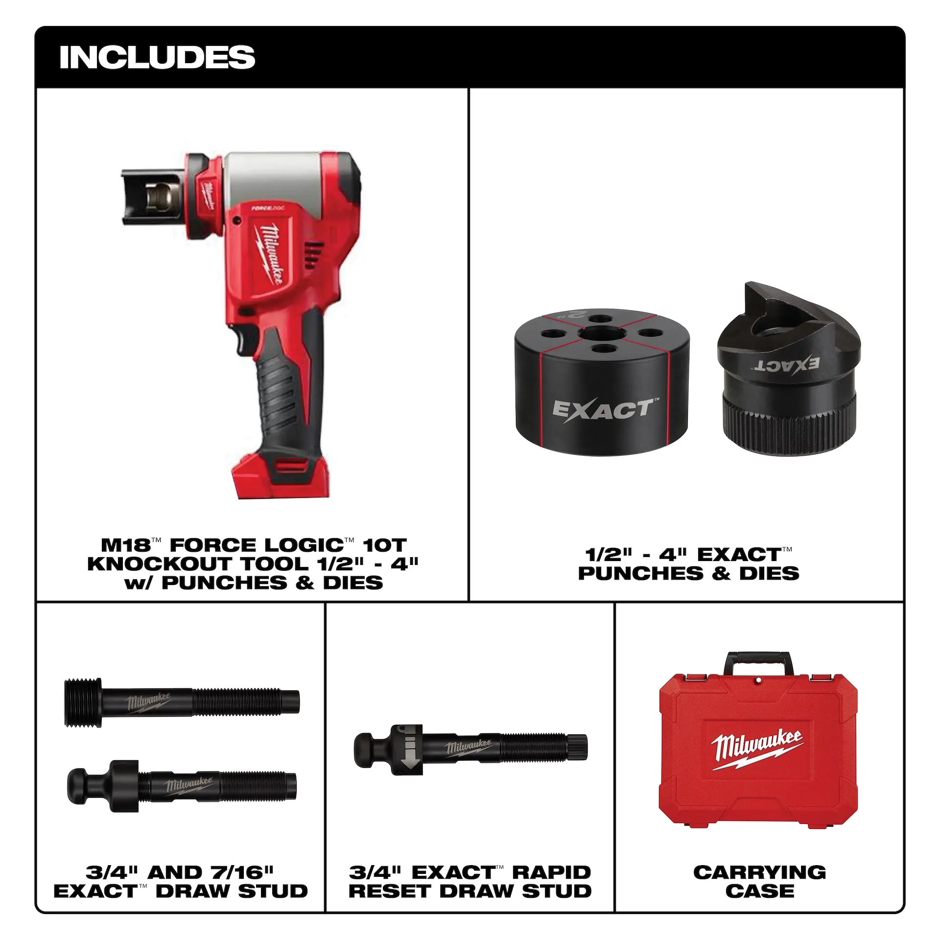 Milwaukee 2676-04 M18™ FORCE LOGIC™ 10 Ton Knockout Tool 1/2 in. to 4 in.