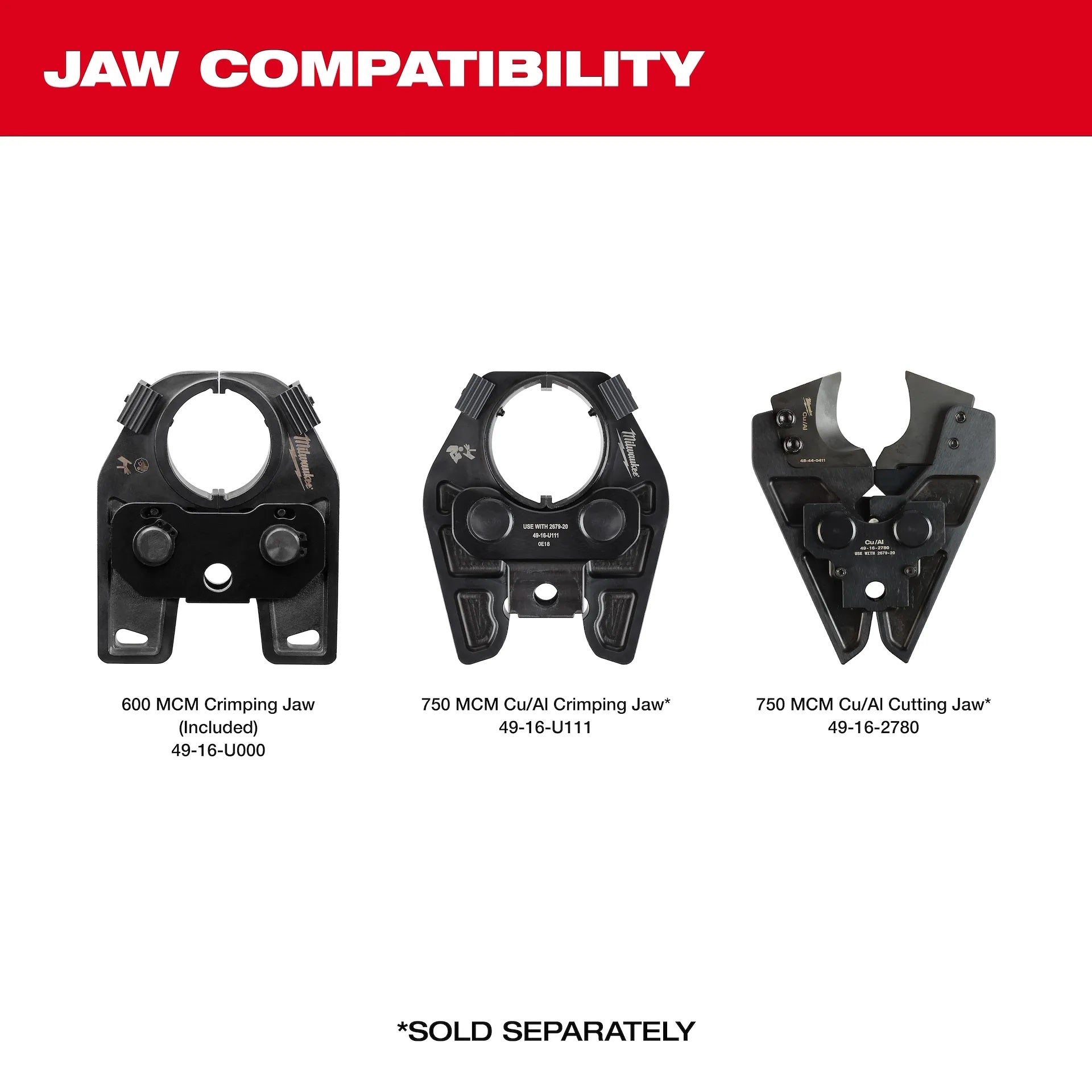 Milwaukee 2679-600CU M18™ FORCE LOGIC™ 600 MCM Crimper with #8 - 600 MCM Cu Dies