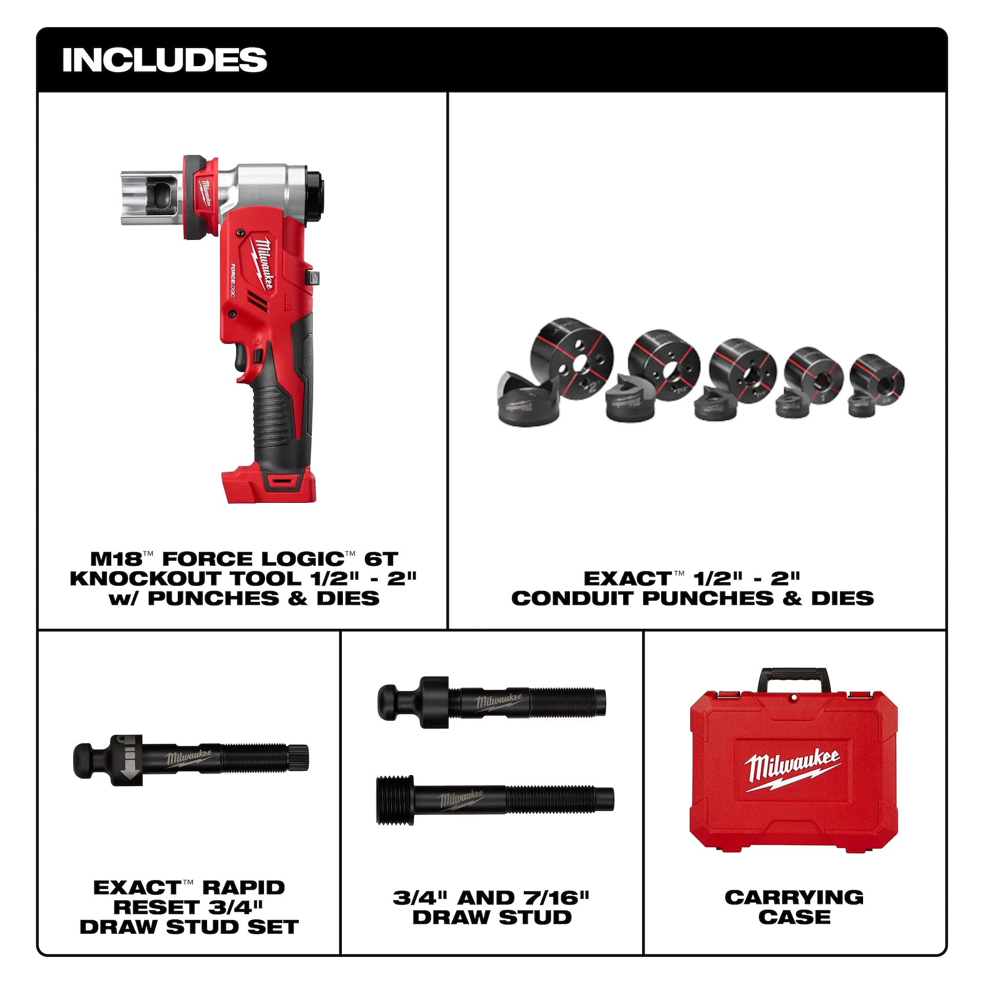Milwaukee 2677-02 M18™ FORCE LOGIC™ 6T Knockout Tool 1/2 in. - 2 in.