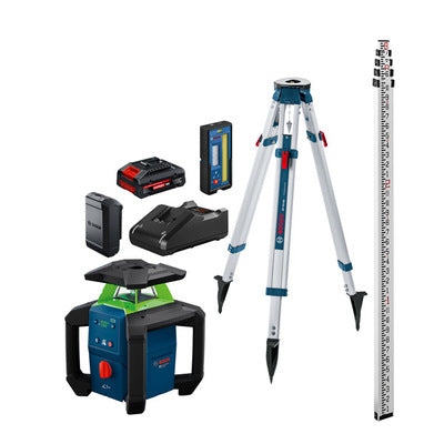 BOSCH GRL18V-34K 18V Green Dual Slope Rotary Laser Kit 4.0Ah, 1500 ft.