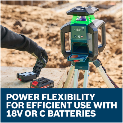 BOSCH GRL18V-34K 18V Green Dual Slope Rotary Laser Kit 4.0Ah, 1500 ft.