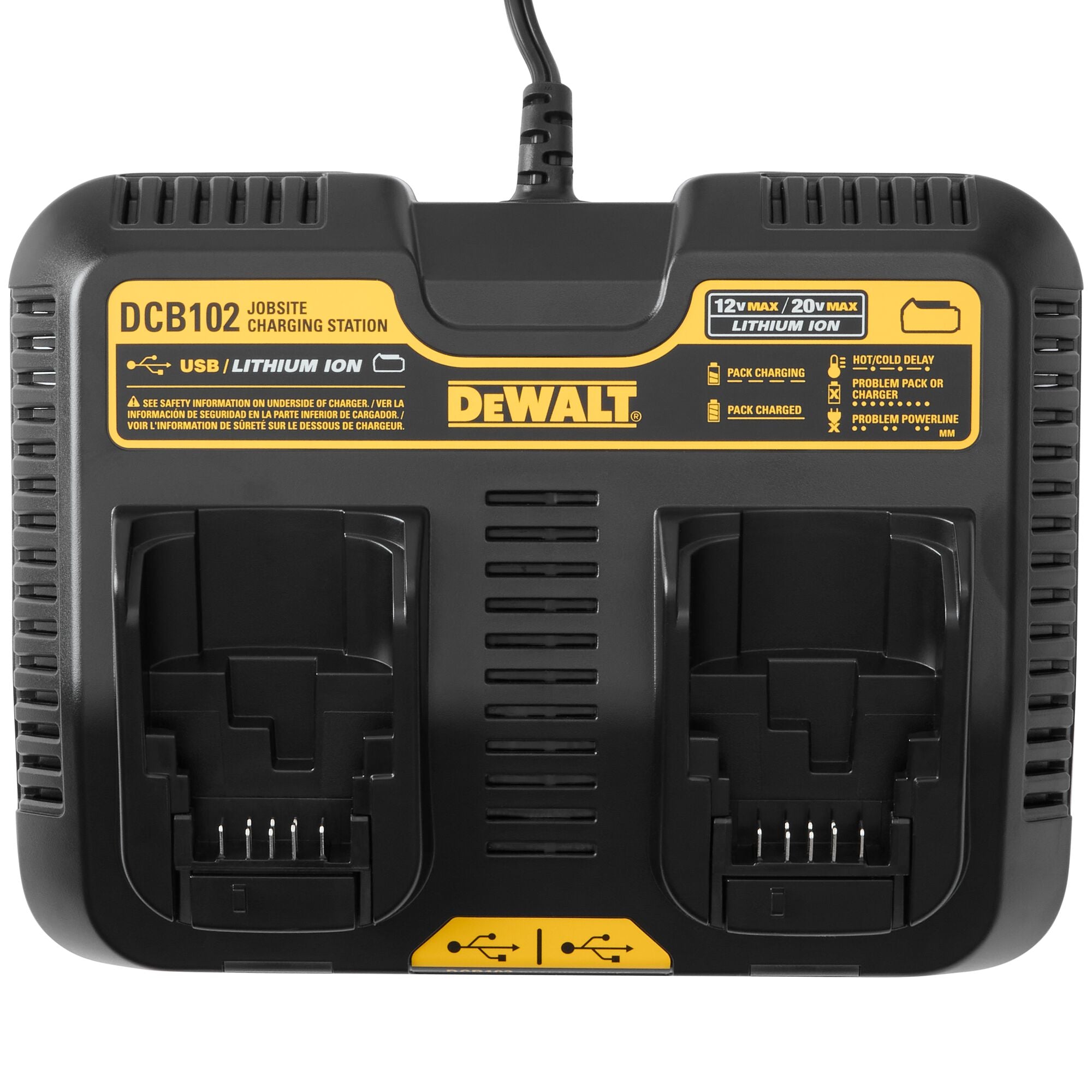 DEWALT DCB102 20V  Dual Port Charger W/USB (4.0AH OUT)