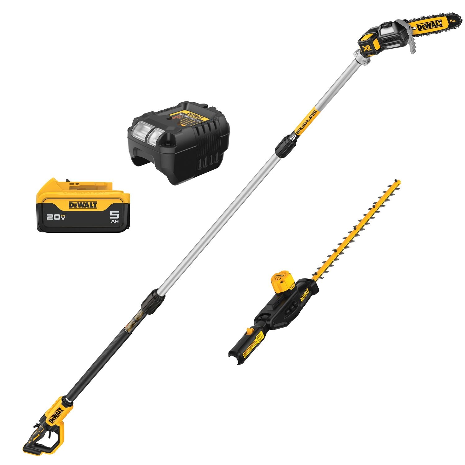 Dewalt DCKO86P1 20V Pole Chainsaw/Hedge Combo Kit4A(620,820)