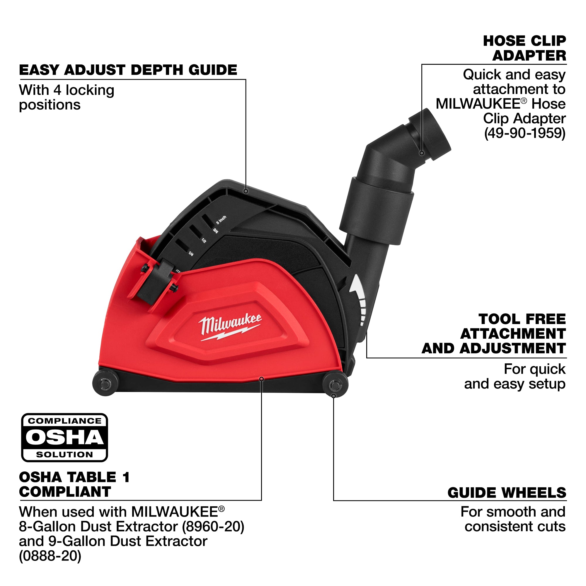 Milwaukee 49-40-6205 Grinder Cutting Dust Shroud 5 in.