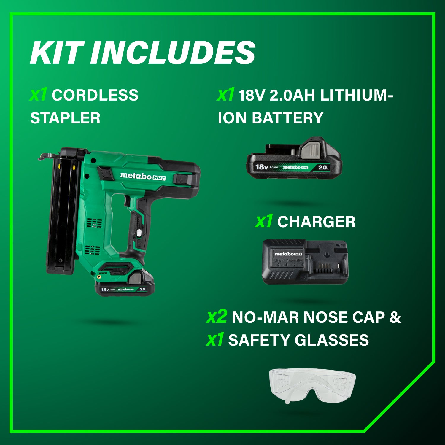 Metabo HPT N1804DBM 18V Narrow Crown Staper Kit 2.0Ah