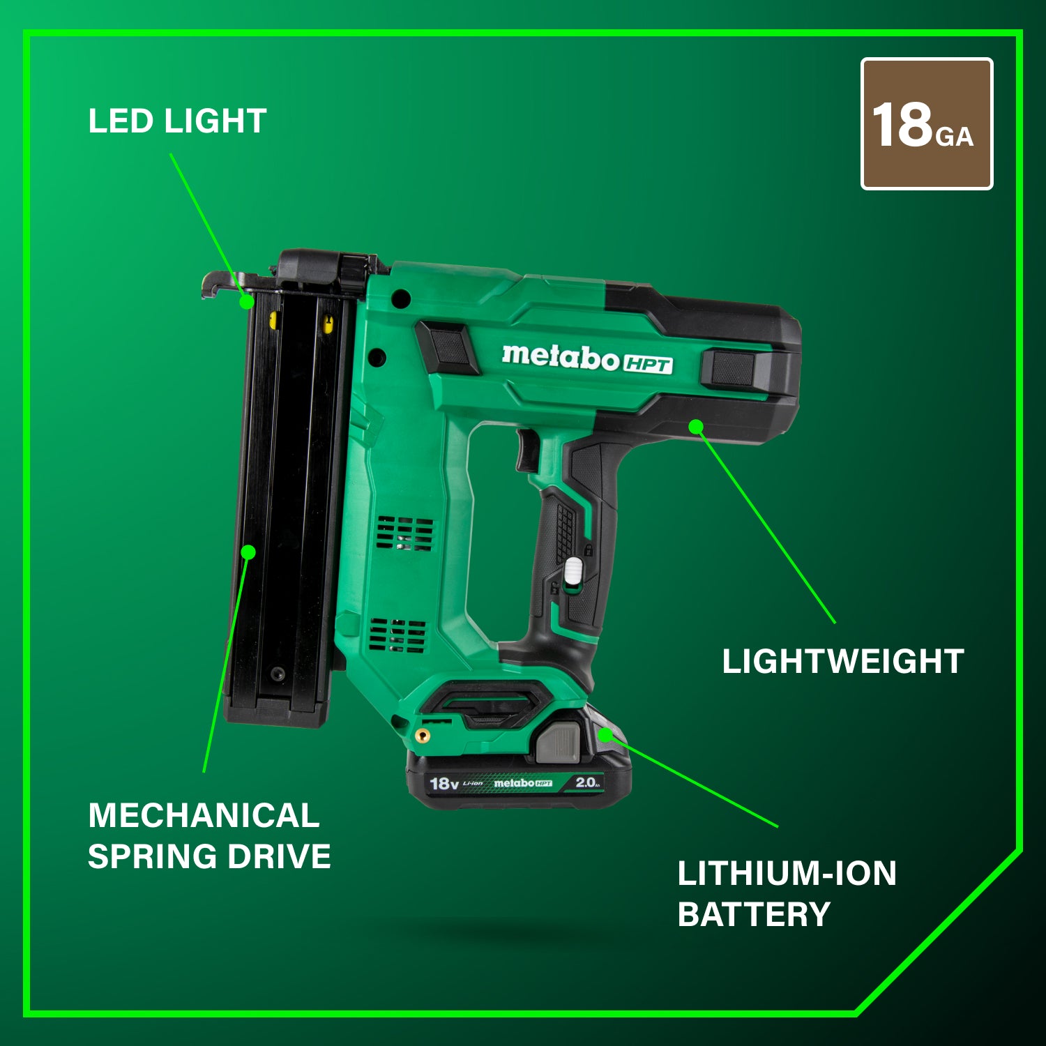 Metabo HPT N1804DBM 18V Narrow Crown Staper Kit 2.0Ah