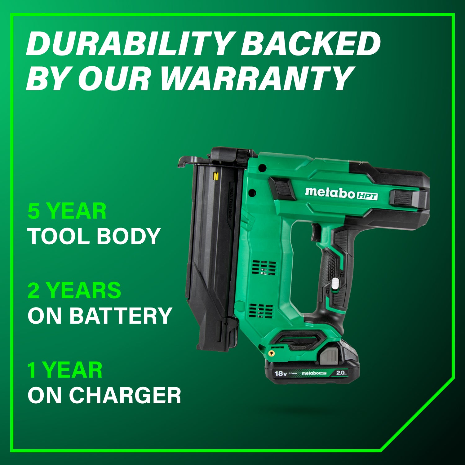 Metabo HPT N1850DGM 18V 2 in. Compact Brad Nailer Kit 2.0Ah