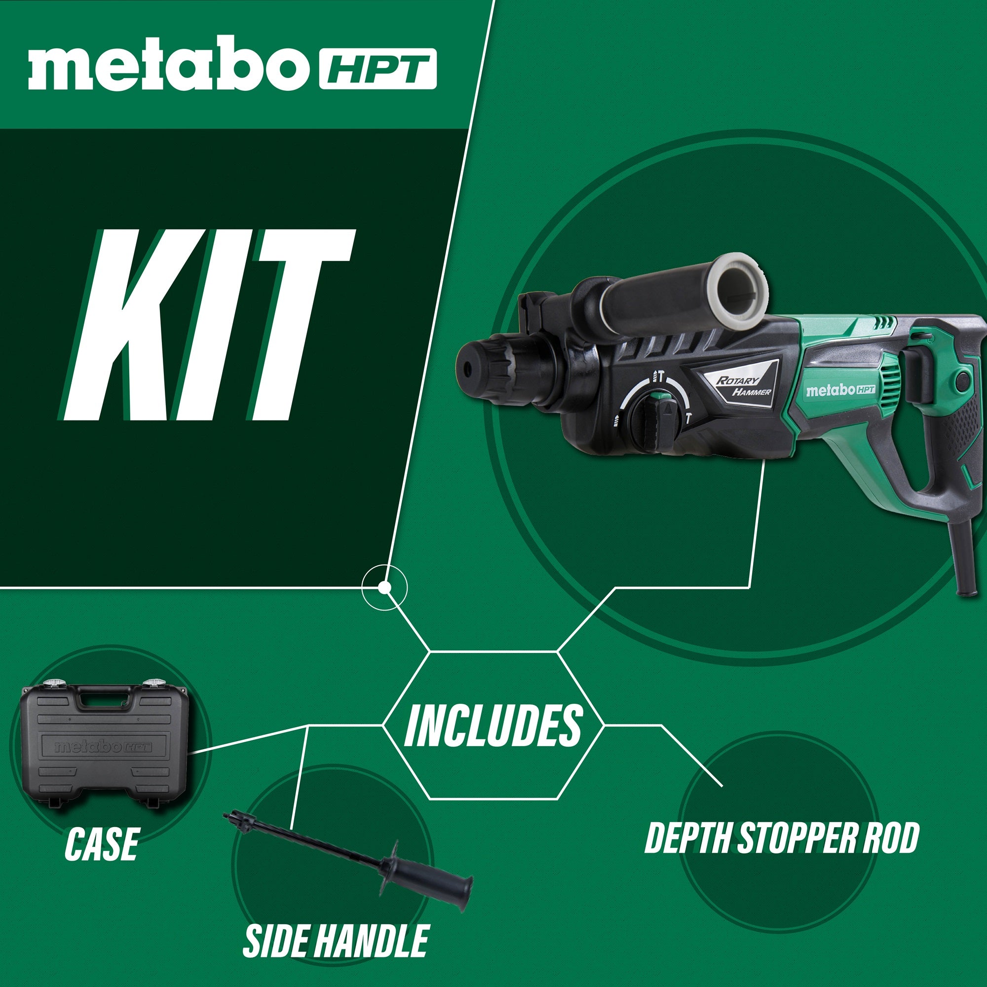 METABO HPT DH26PFM SDS Plus Hammer 1 in. (7.5AMP, 2.4FT/LB)