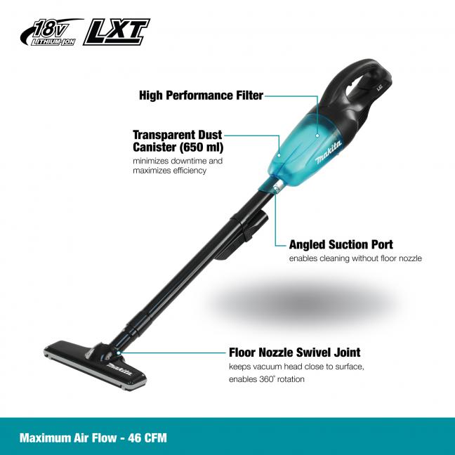 MAKITA DCL180ZB 18V LXTVACUUM Cleaner Bare (46FCM/650ML)