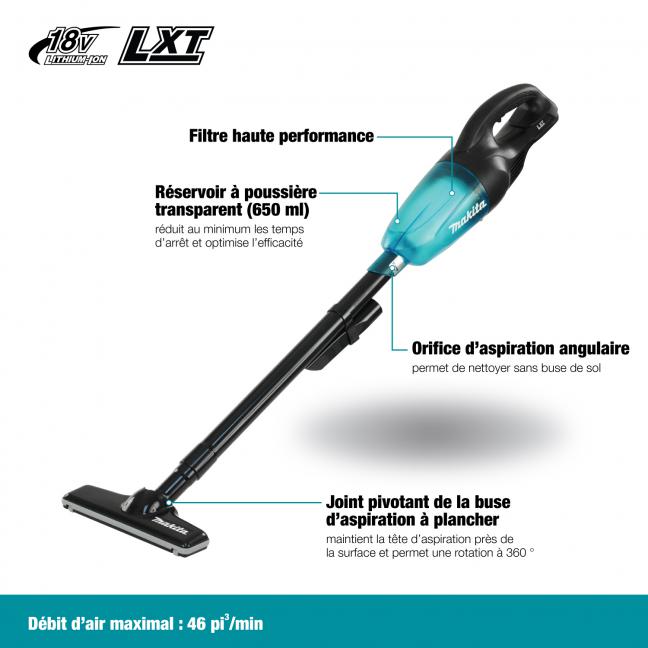 MAKITA DCL180ZB 18V LXTVACUUM Cleaner Bare (46FCM/650ML)