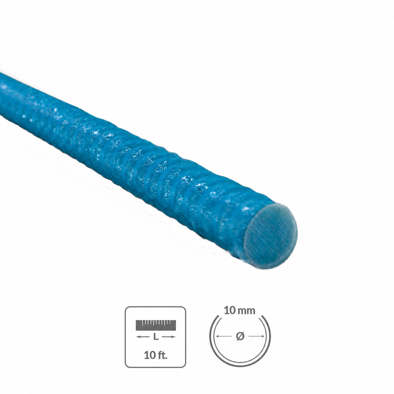 MST-BAR blue 10 mm x 10 ft. fiberglass flatwork rebar with sizing icons