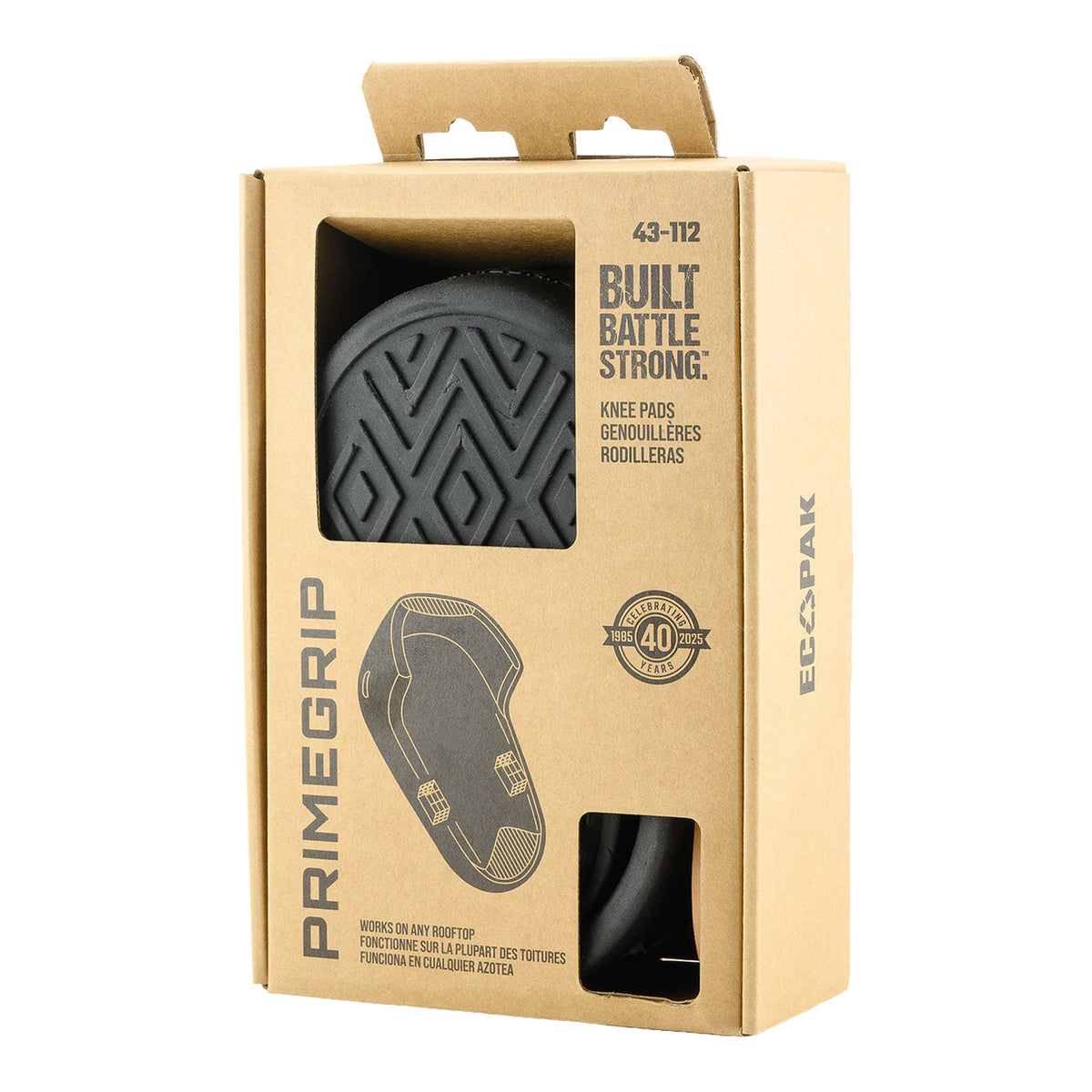 Primegrip 43-112 roofer's knee pads in retail packaging