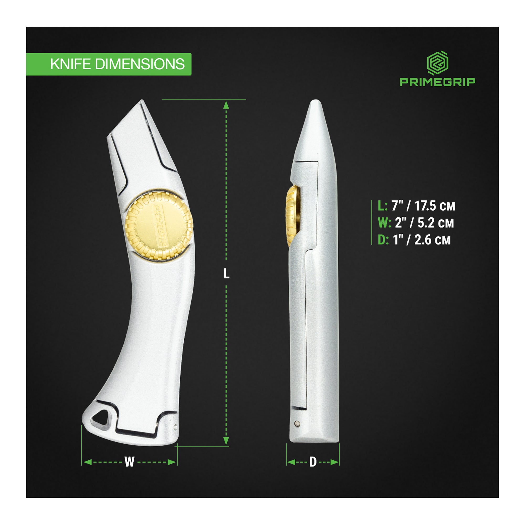 Primegrip 36-274 fixed-blade roofer's knife dimensions