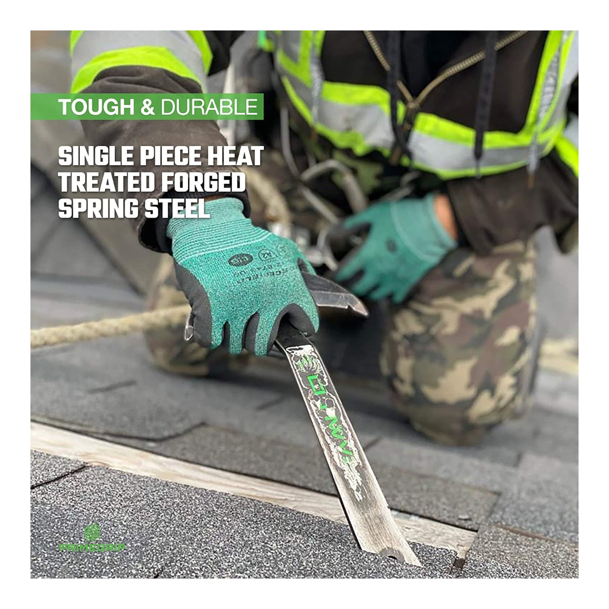 Primegrip Clawverine removing a nail beneath roof flashing