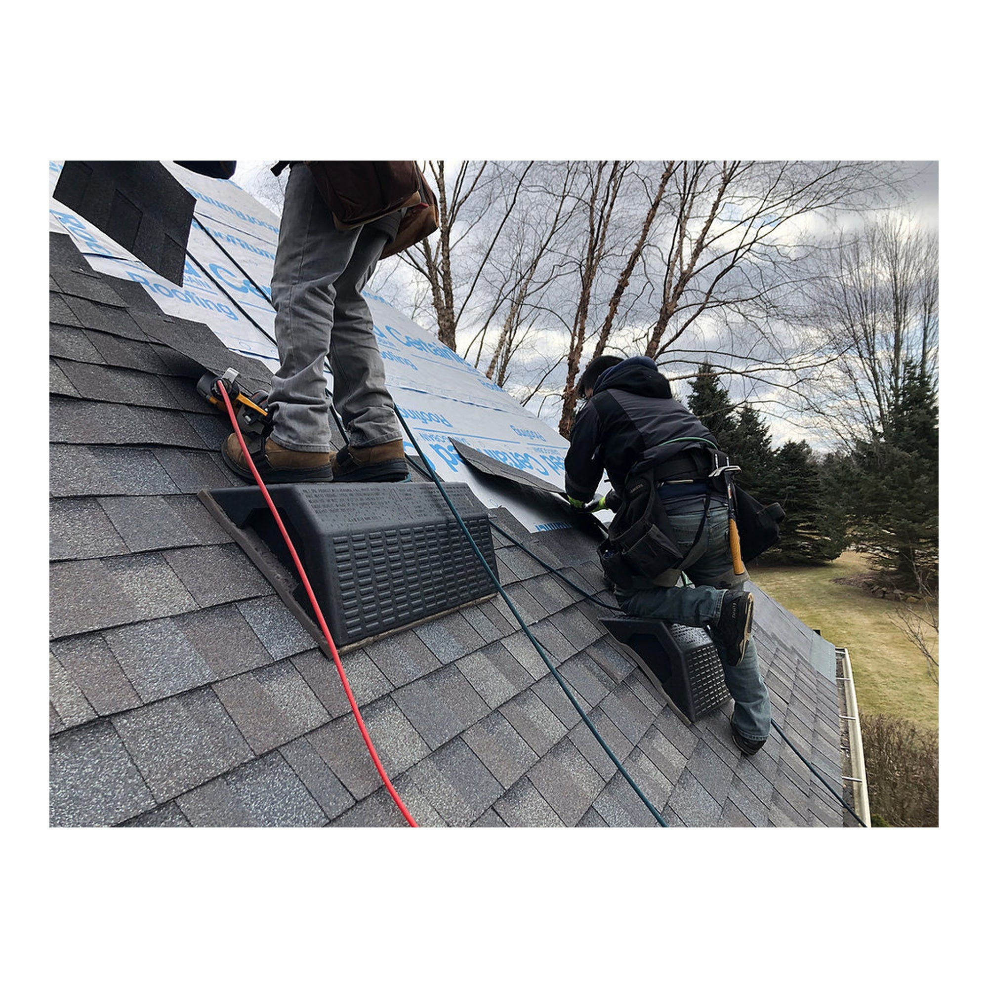Primegrip 32 in. Pitch Hopper supporting a roofer and tools