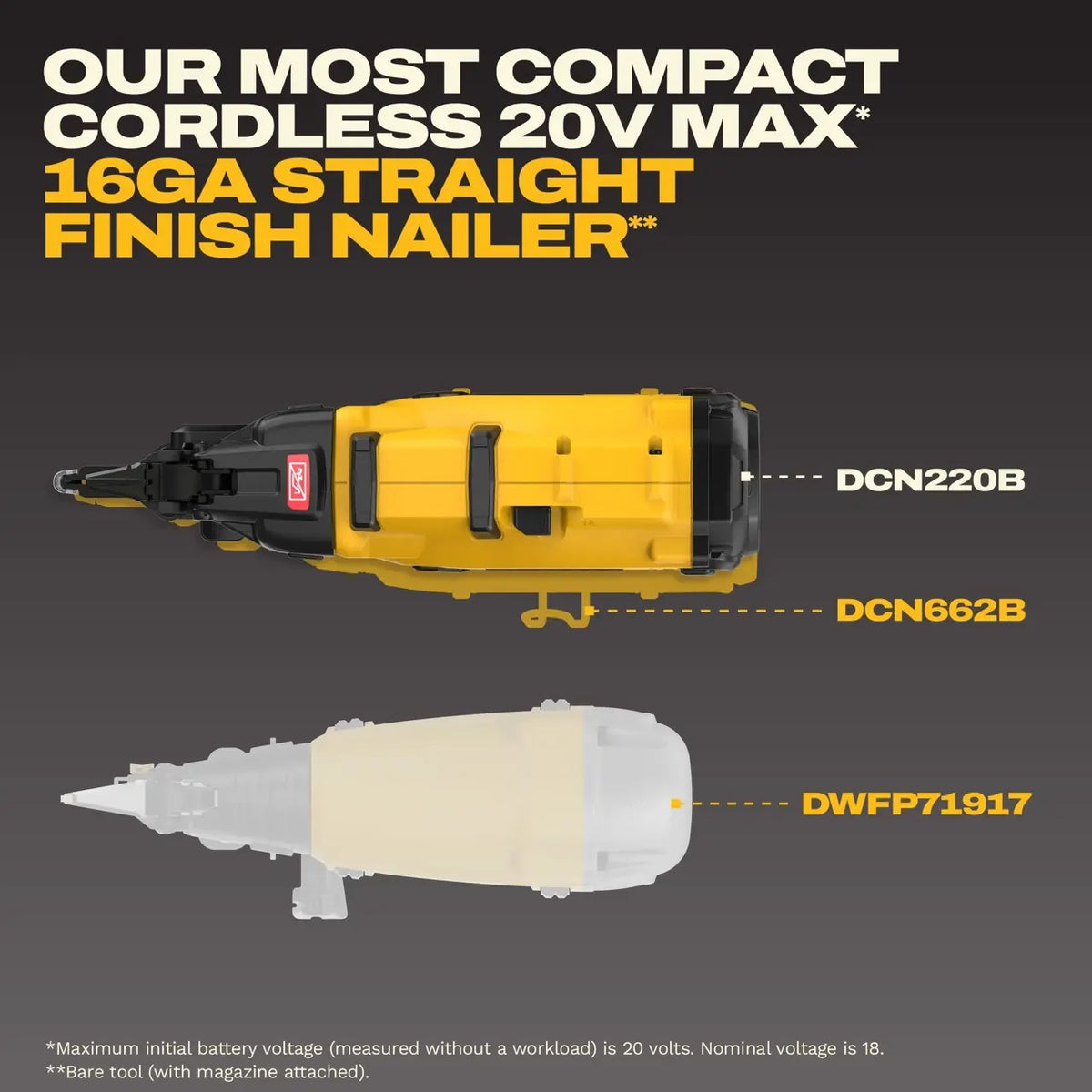 Dewalt DCN220B 20V XR Straight Finish Nailer 16-Gauge