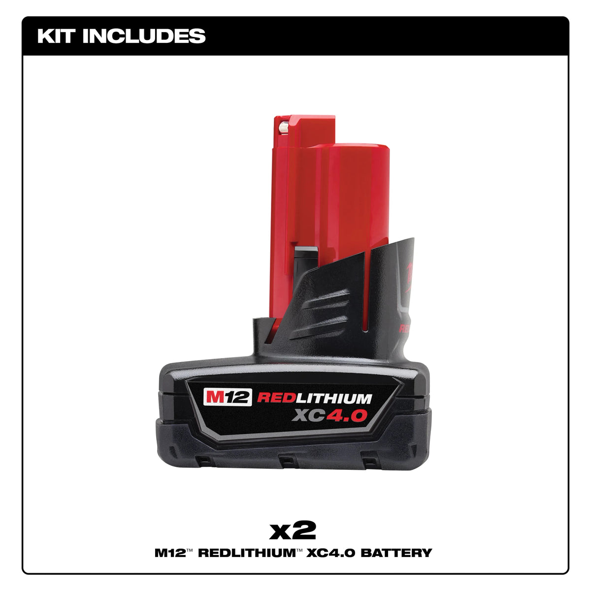 MILWAUKEE 48-11-2442 M12 Battery XC4.0AH 2PK