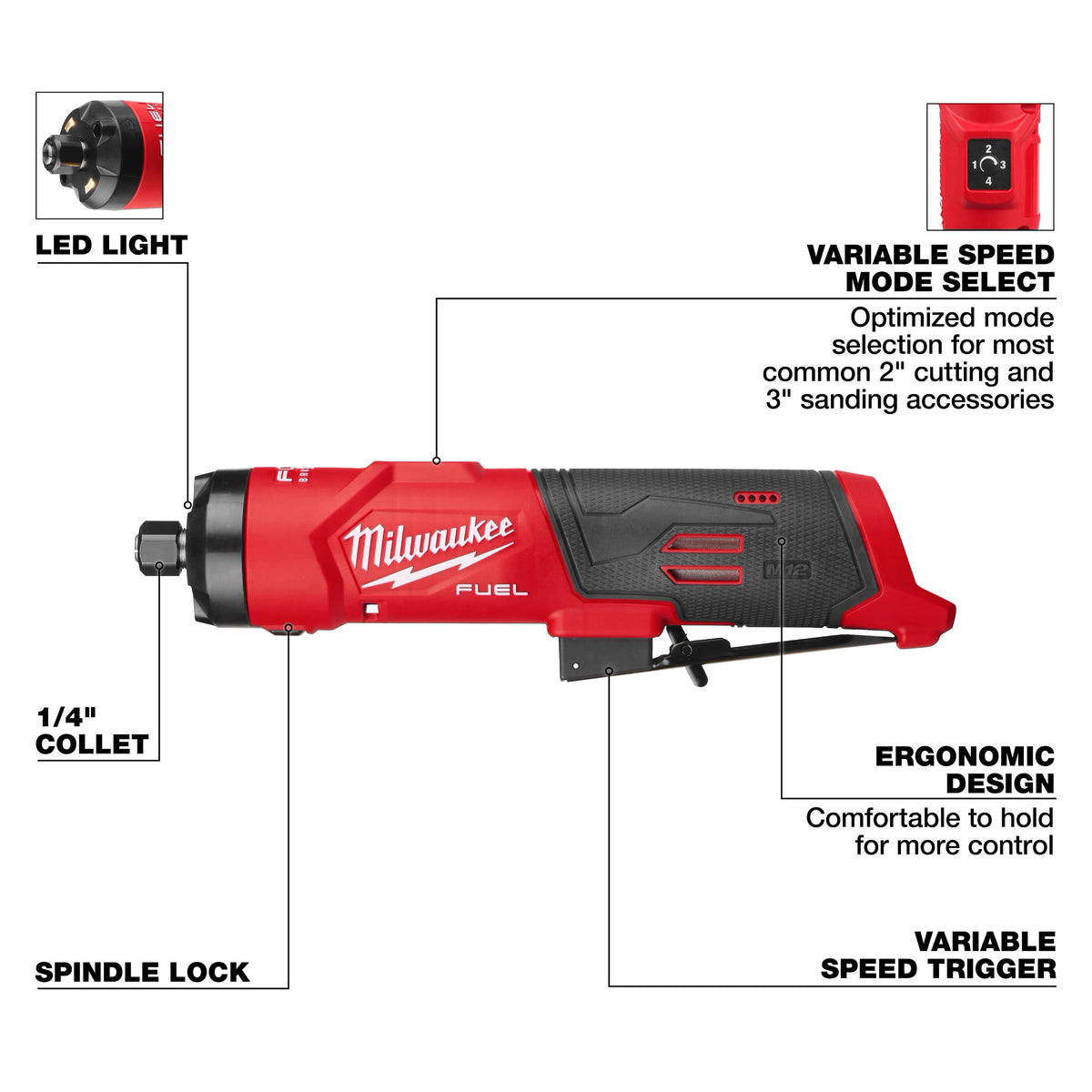 Milwaukee 3486-20 M12 Gen 2 Fuel Die Grinder Bare