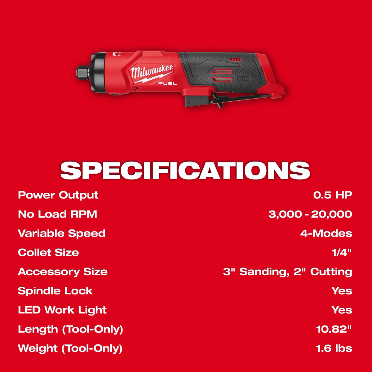 Milwaukee 3486-20 M12 Gen 2 Fuel Die Grinder Bare