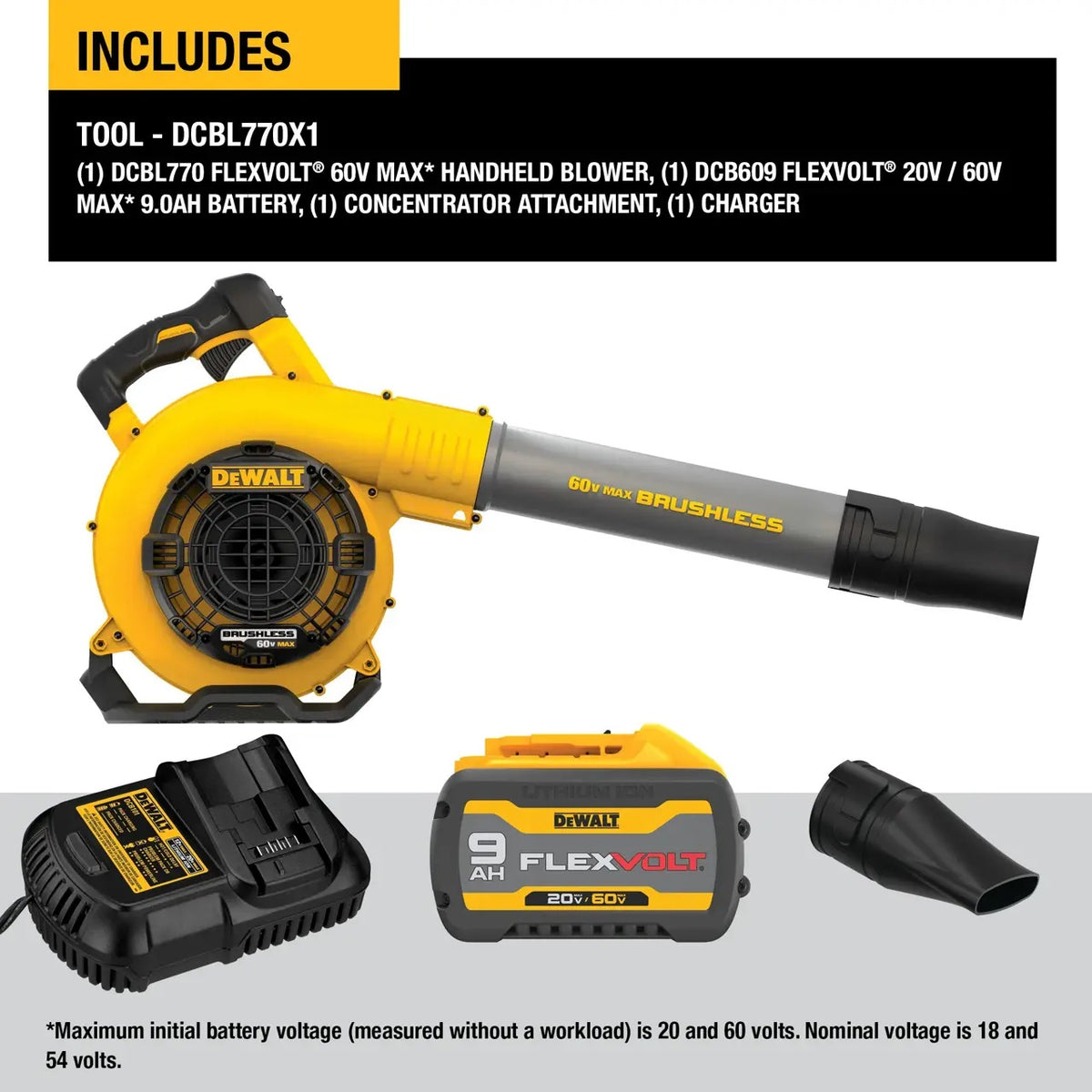 Dewalt DCBL770X1 60V Blower Kit 9.0AH (423CFM/129MPH)