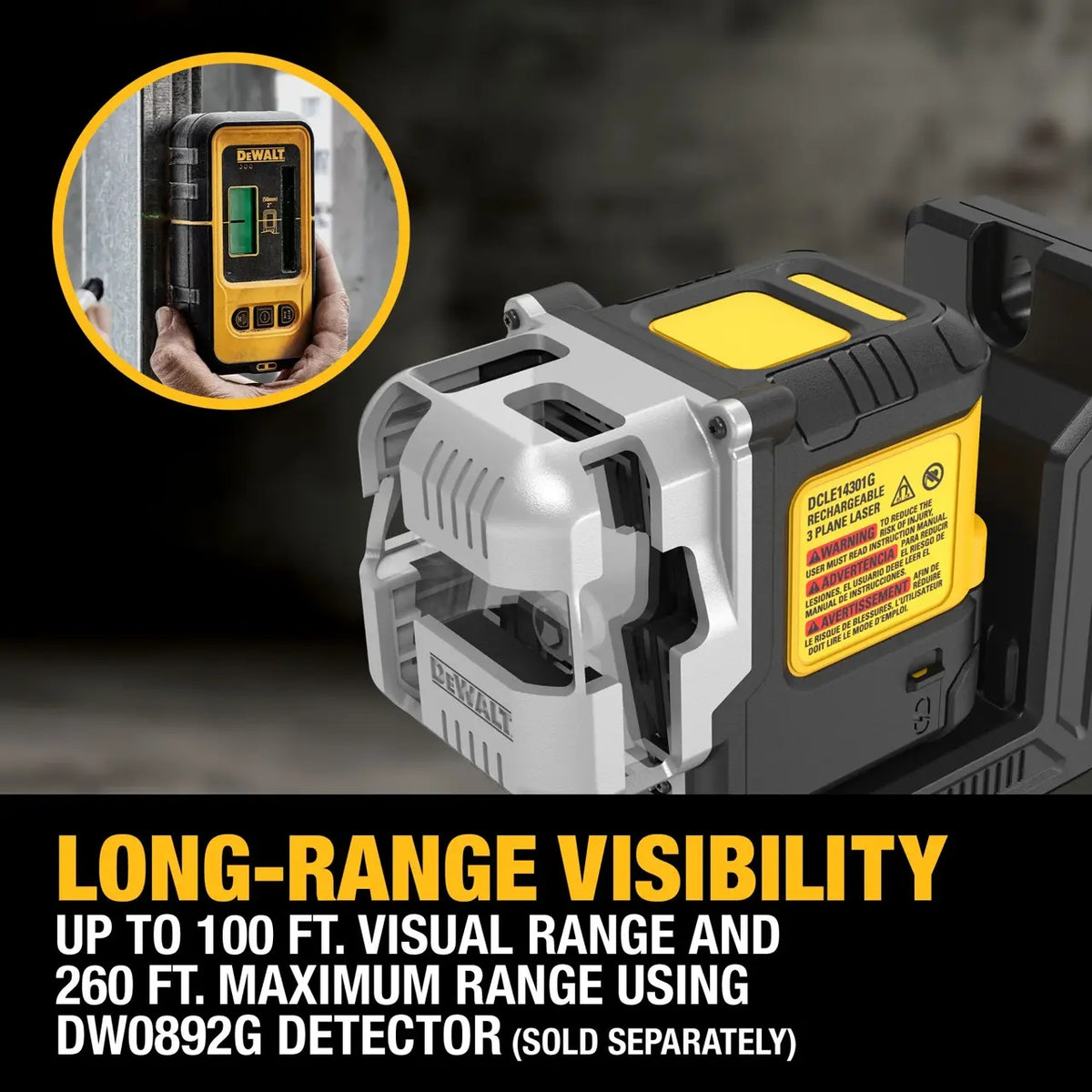 Dewalt DCLE14301G USB 3X180 Green Laser Kit (260FT/33FT)