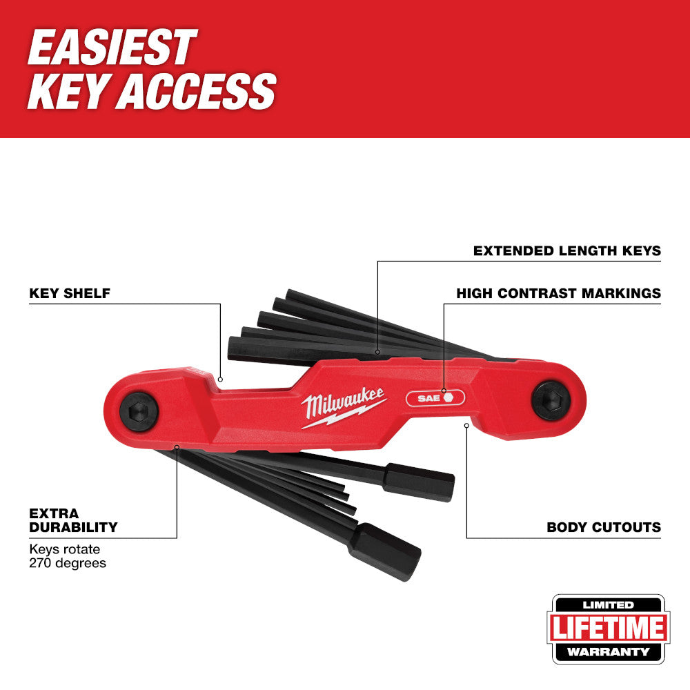 Milwaukee 48-22-2180 11-Key Folding Hey Key Set SAE
