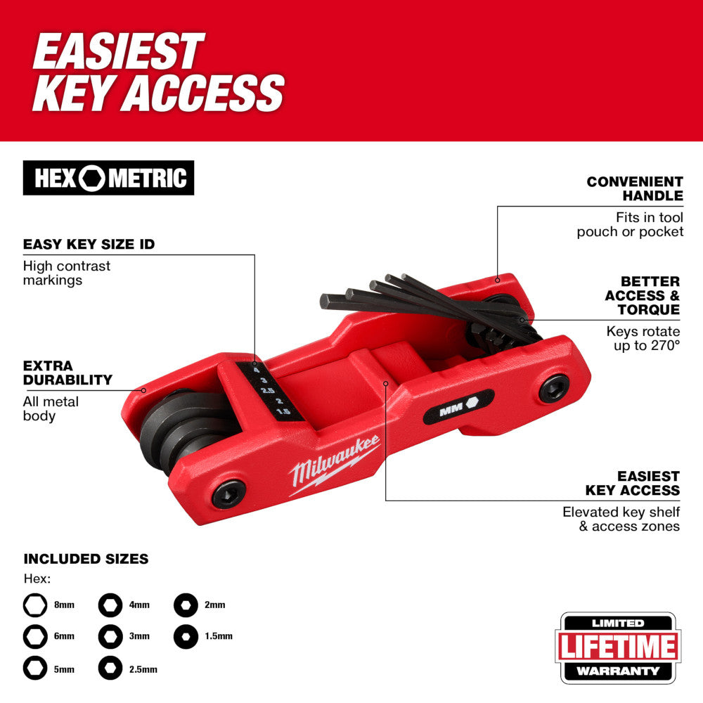 Milwaukee 48-22-2182 8-Key Folding Hex Key Set Metric
