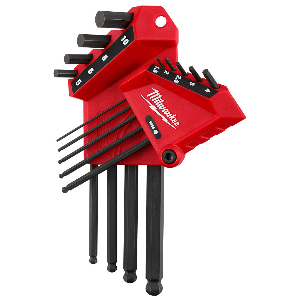 Milwaukee 48-22-2186 9-Key Ball End L-Style Hex Ket Set Metric