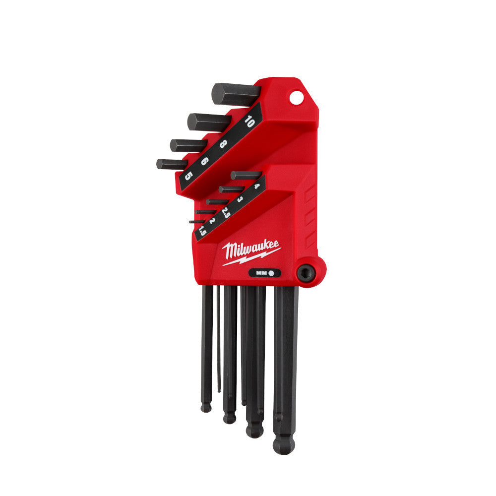 Milwaukee 48-22-2186 9-Key Ball End L-Style Hex Ket Set Metric