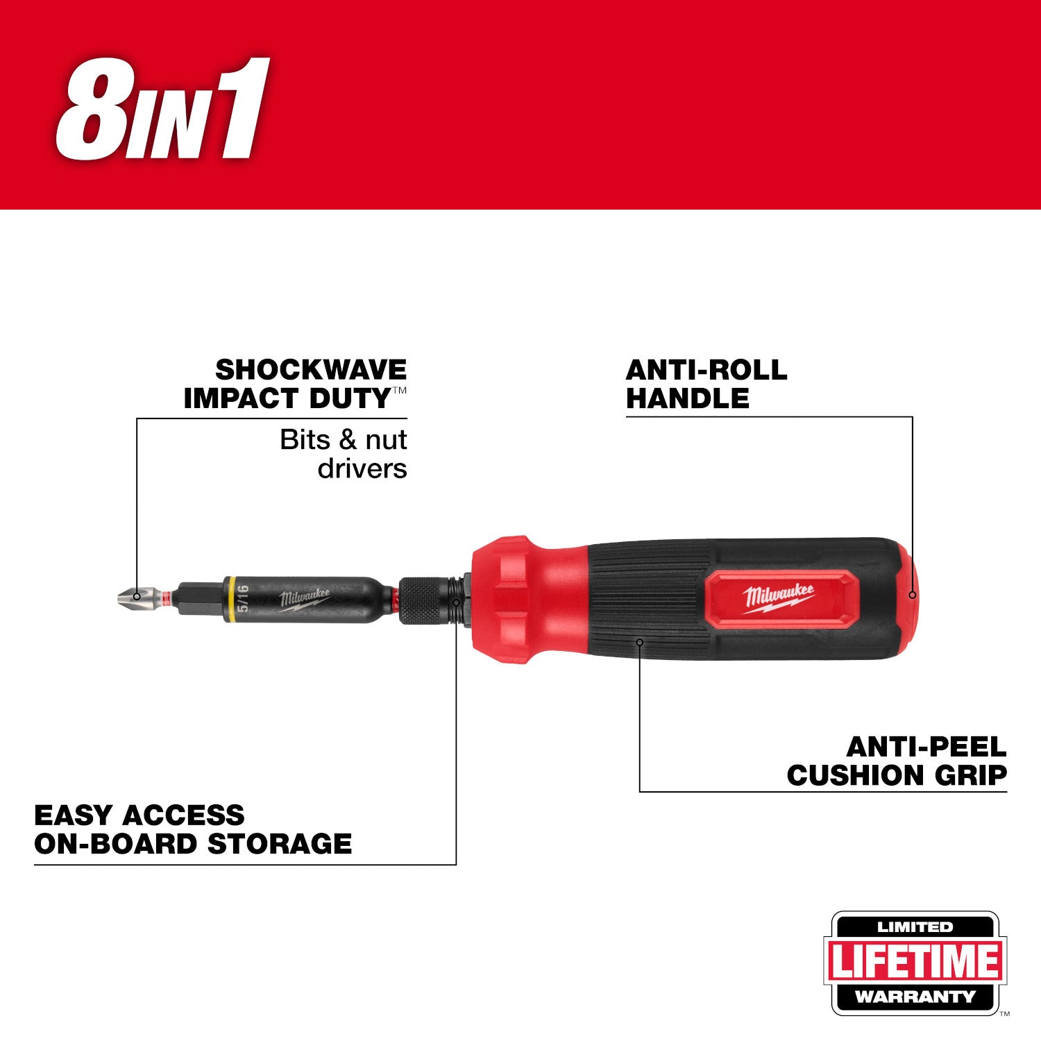 Milwaukee 48-22-2922 8-In-1 Multi-Bit & Nut Driver