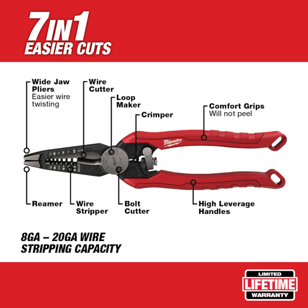 Milwaukee 48-22-3078 7-in-1 High-Leverage Combination Pliers