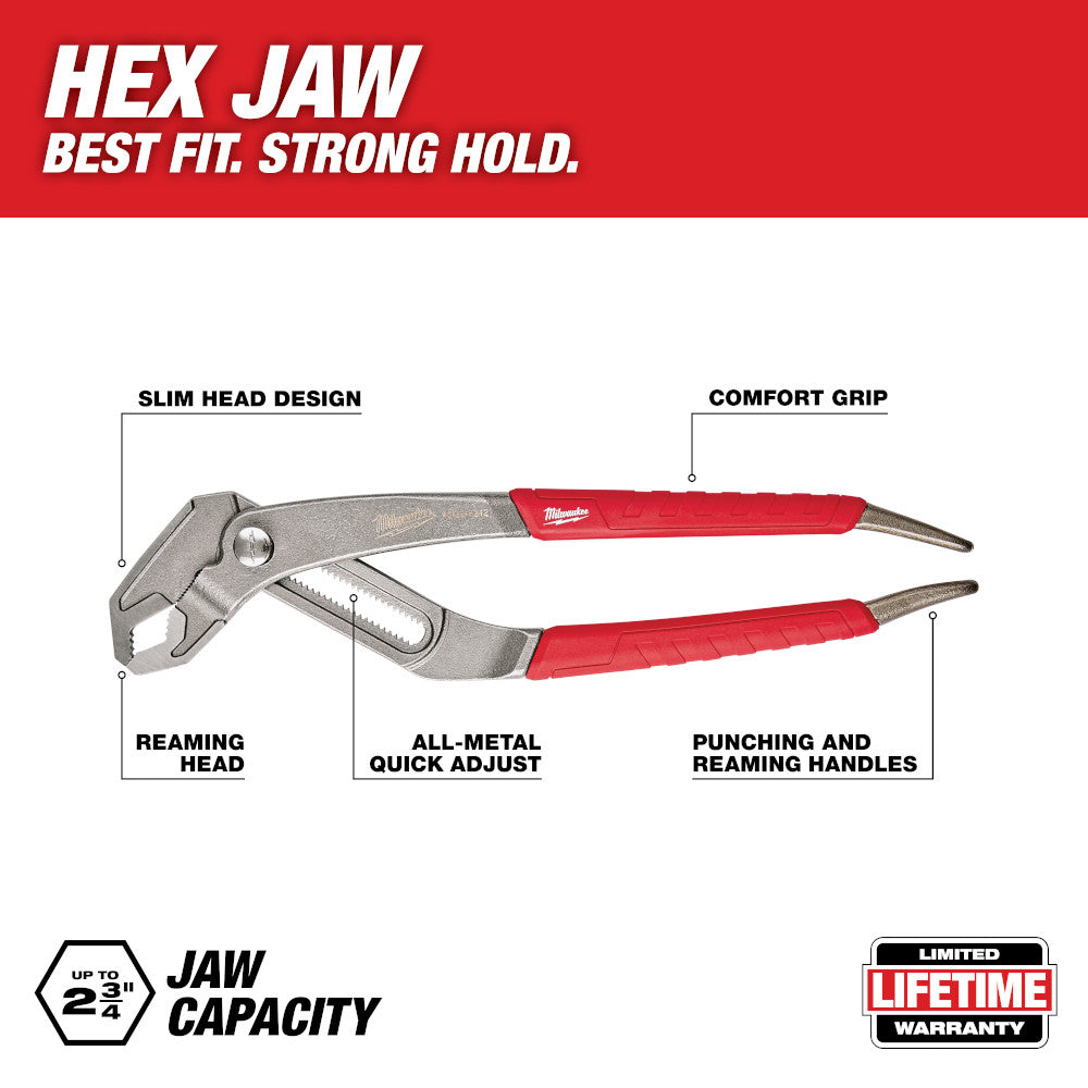 Milwaukee 48-22-6212 Comfort Grip Hex-Jaw Pliers 12 in.