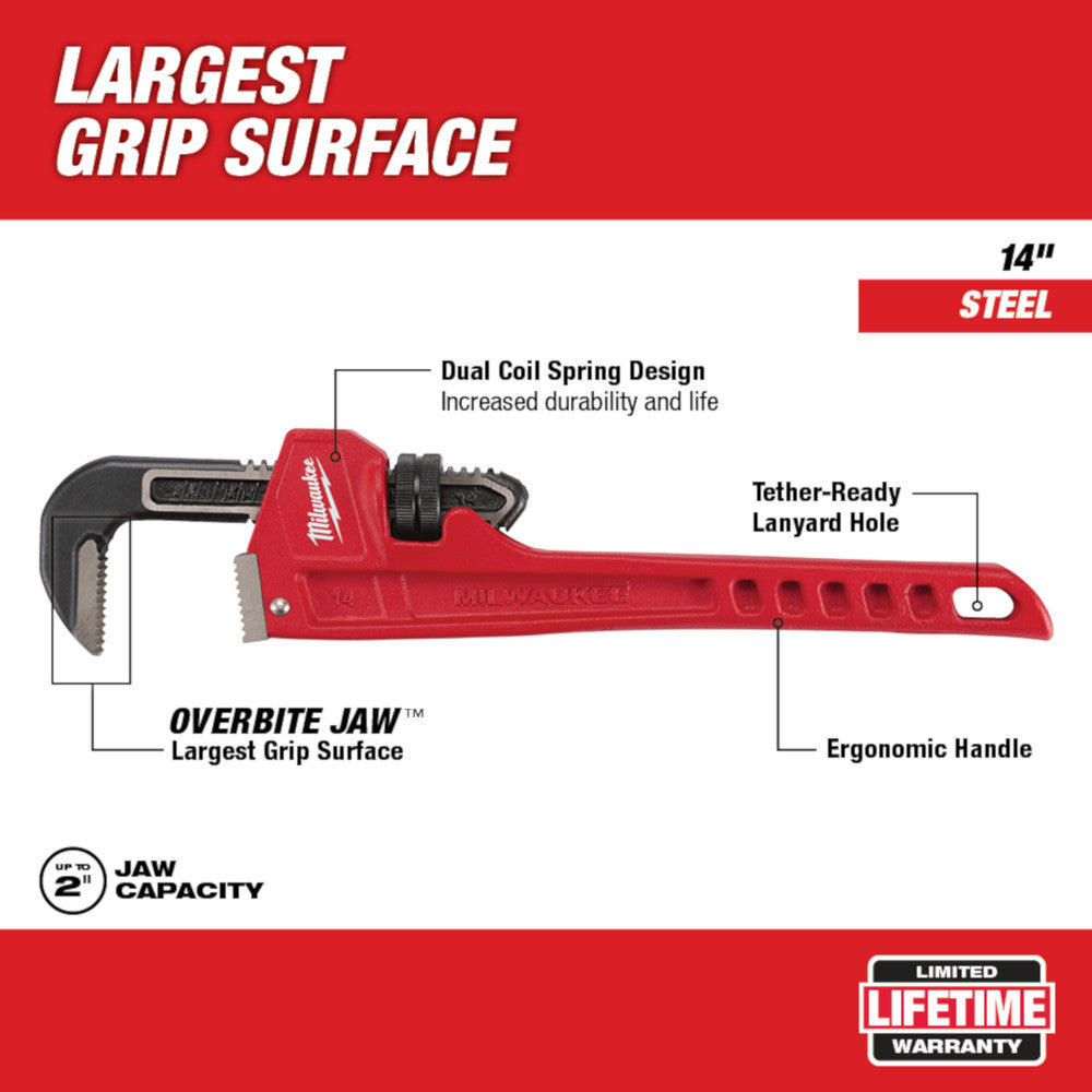Milwaukee 48-22-7114 Steel Pipe Wrench 14 in.
