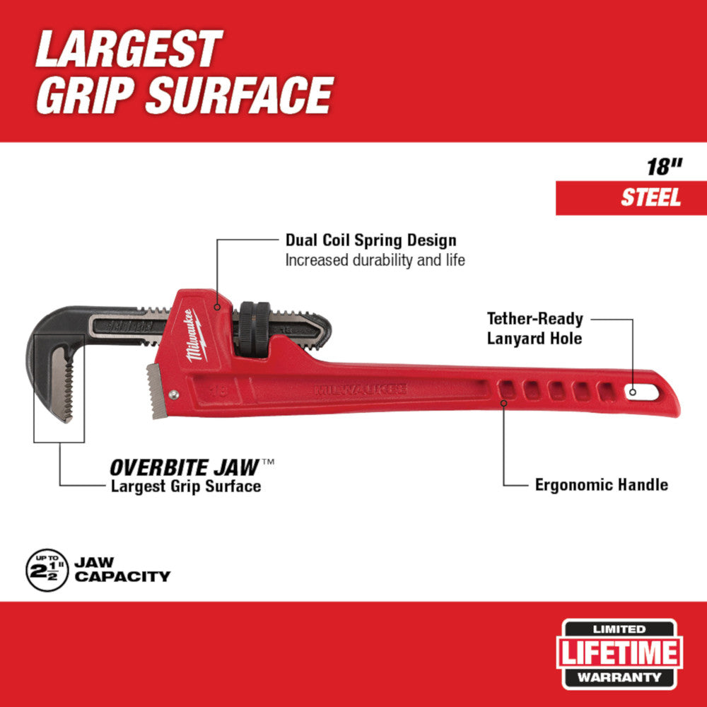 Milwaukee 48-22-7118 Steel Pipe Wrench 18 in.