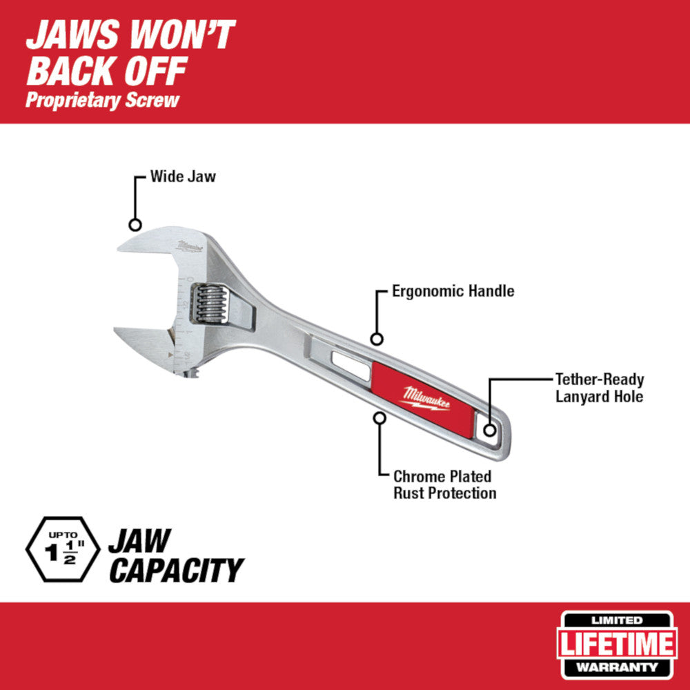 Milwaukee 48-22-7508 Wide Jaw Adjustable Wrench 8 in.