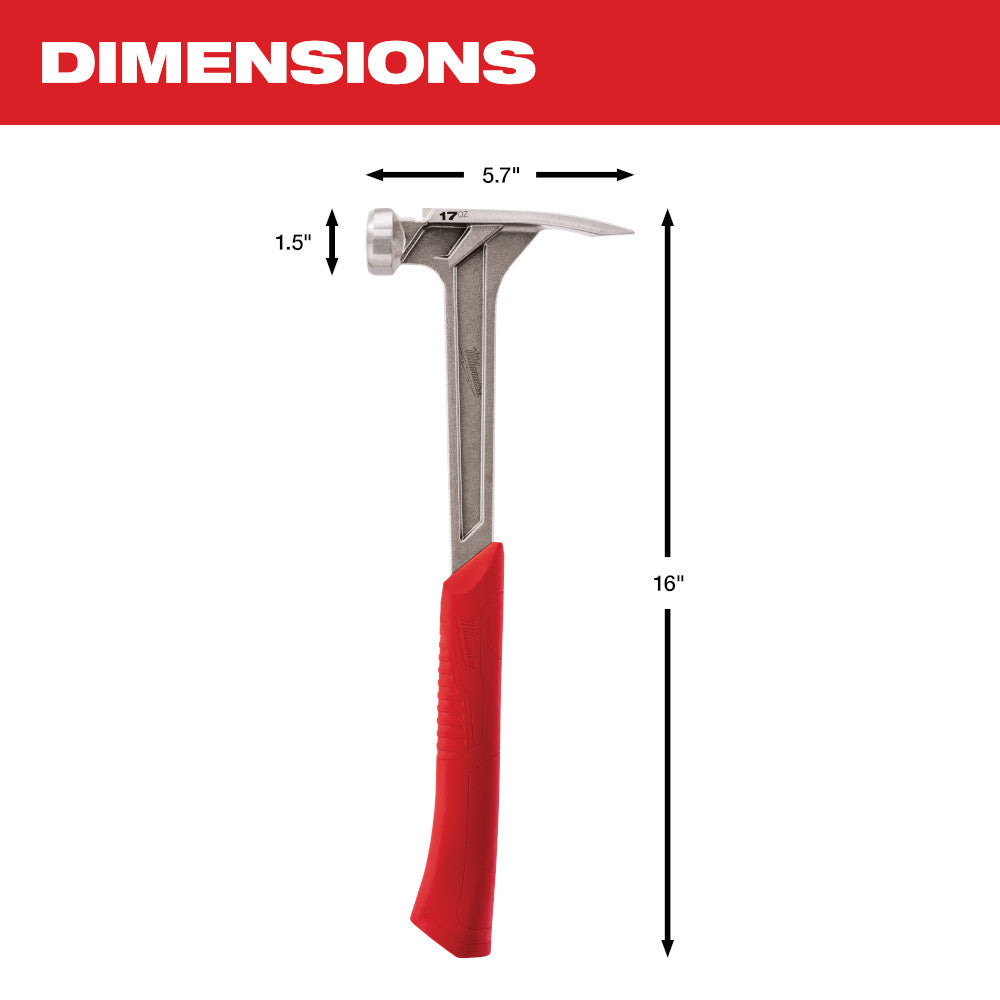 Milwaukee 48-22-9017 Smooth Face Framing Hammer 17oz