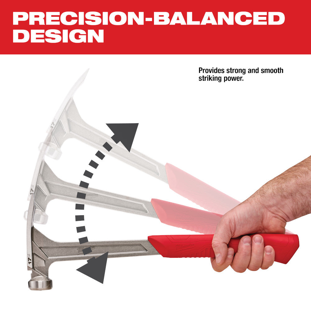 Milwaukee 48-22-9017 Smooth Face Framing Hammer 17oz